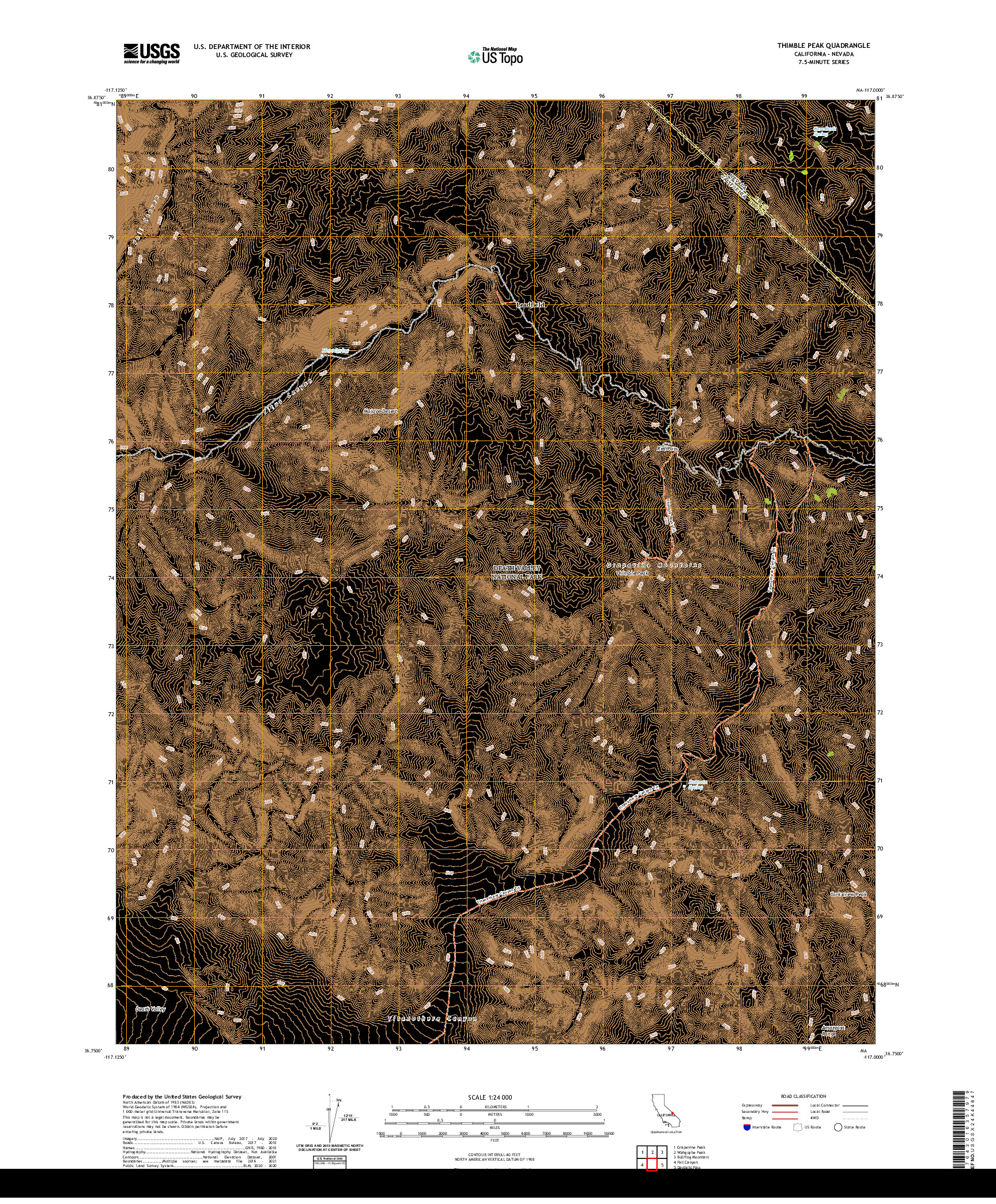 US TOPO 7.5-MINUTE MAP FOR THIMBLE PEAK, CA,NV