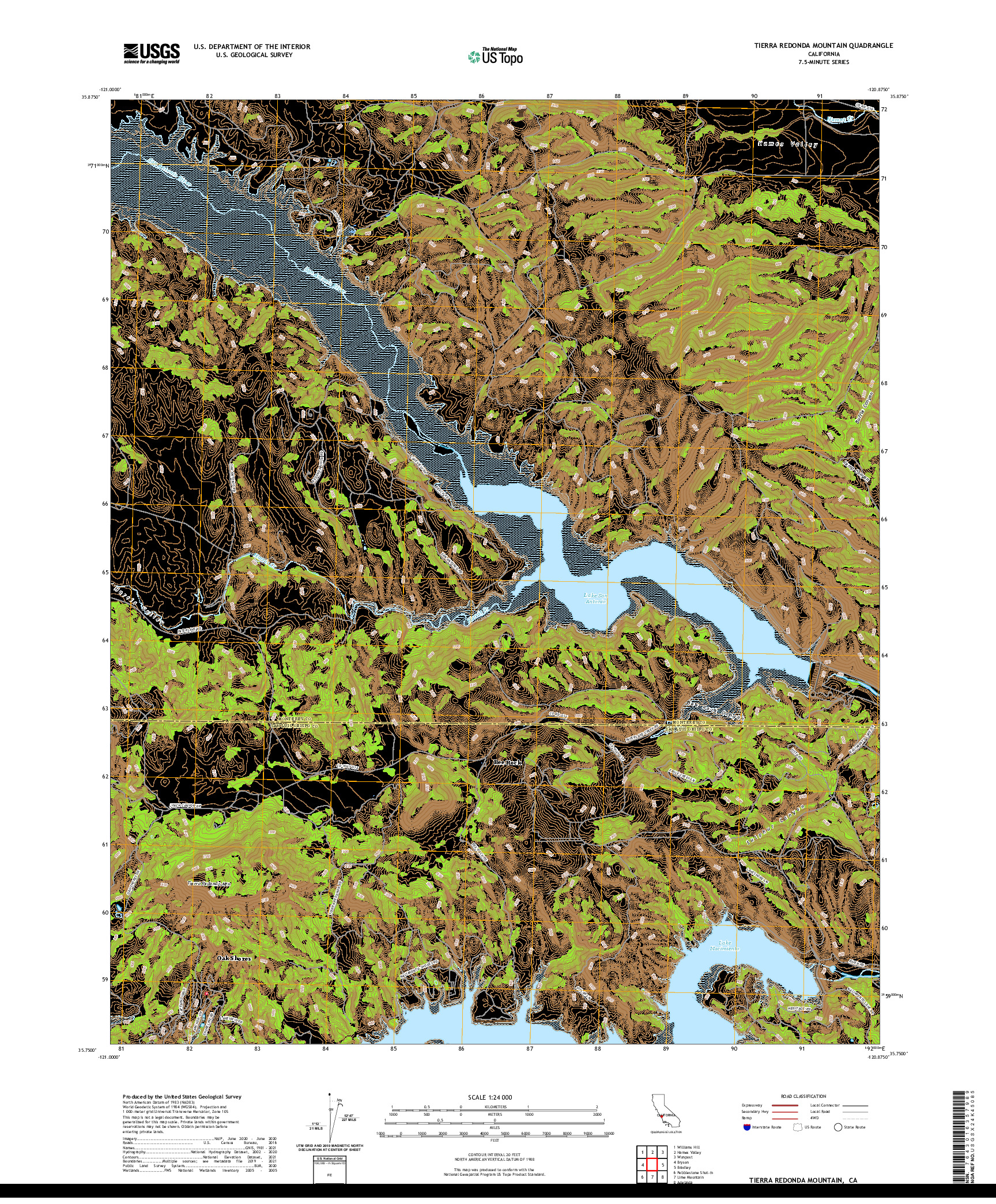 US TOPO 7.5-MINUTE MAP FOR TIERRA REDONDA MOUNTAIN, CA