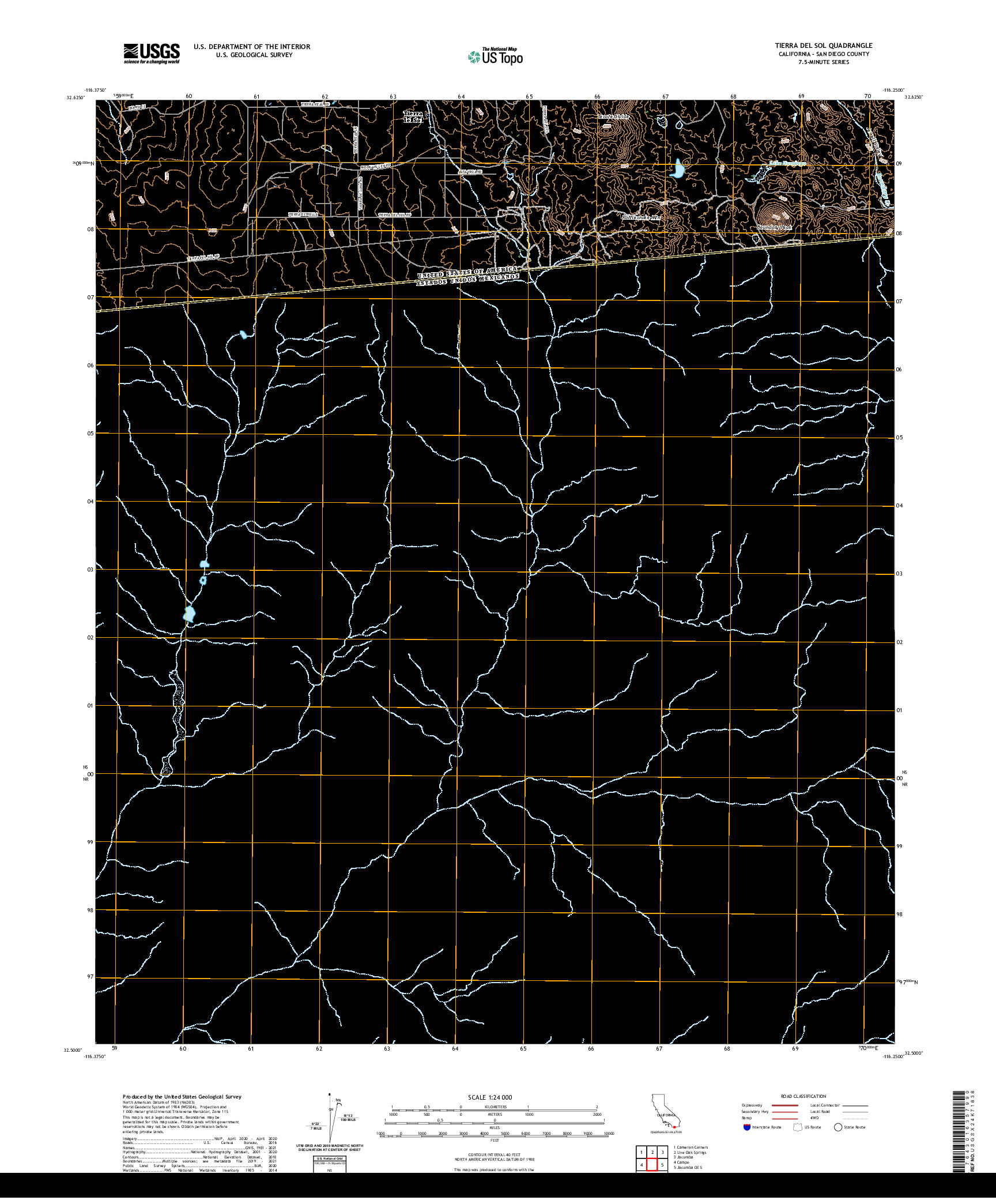 US TOPO 7.5-MINUTE MAP FOR TIERRA DEL SOL, CA,BCN