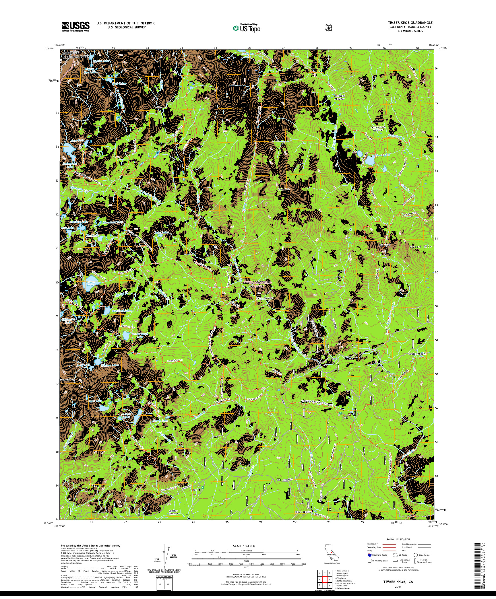 US TOPO 7.5-MINUTE MAP FOR TIMBER KNOB, CA