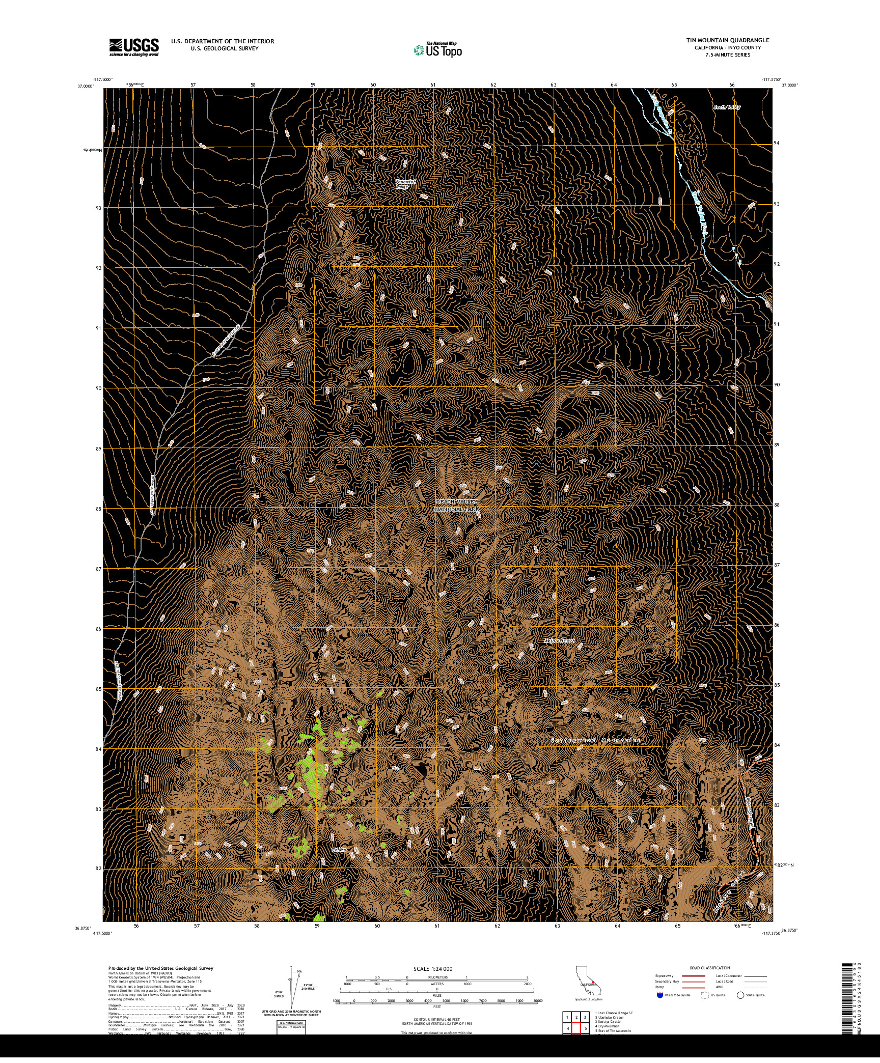 US TOPO 7.5-MINUTE MAP FOR TIN MOUNTAIN, CA