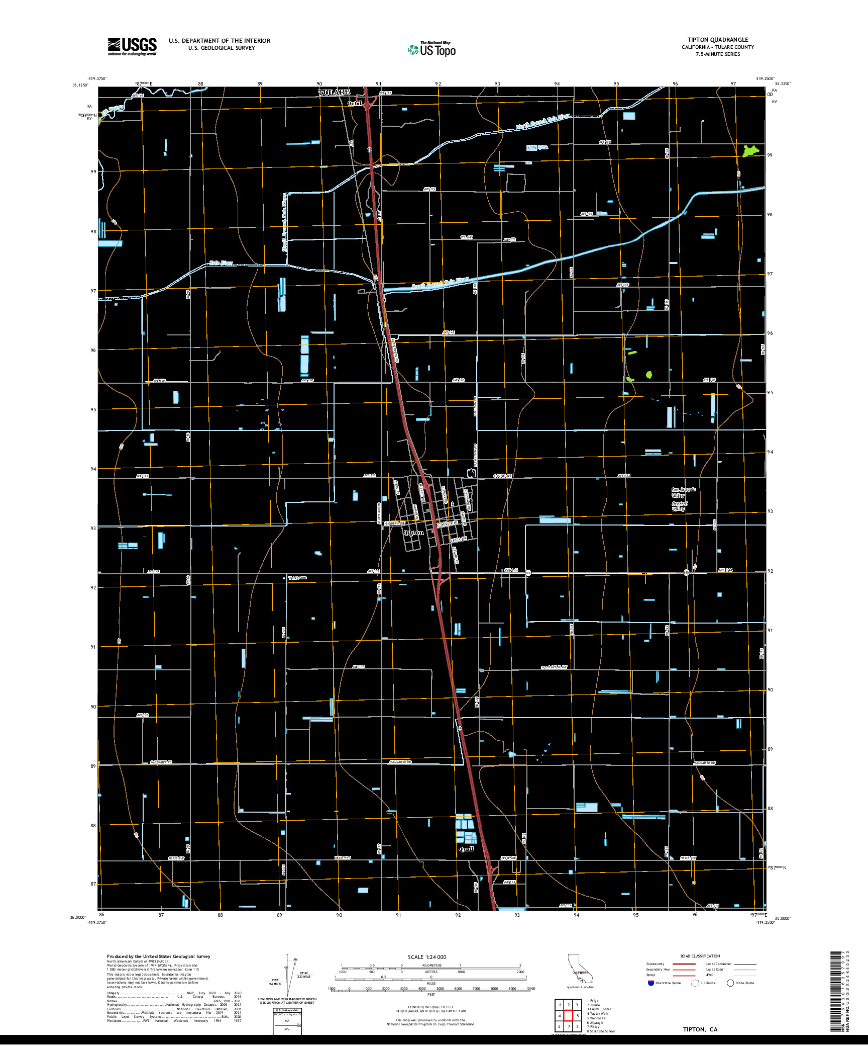 US TOPO 7.5-MINUTE MAP FOR TIPTON, CA