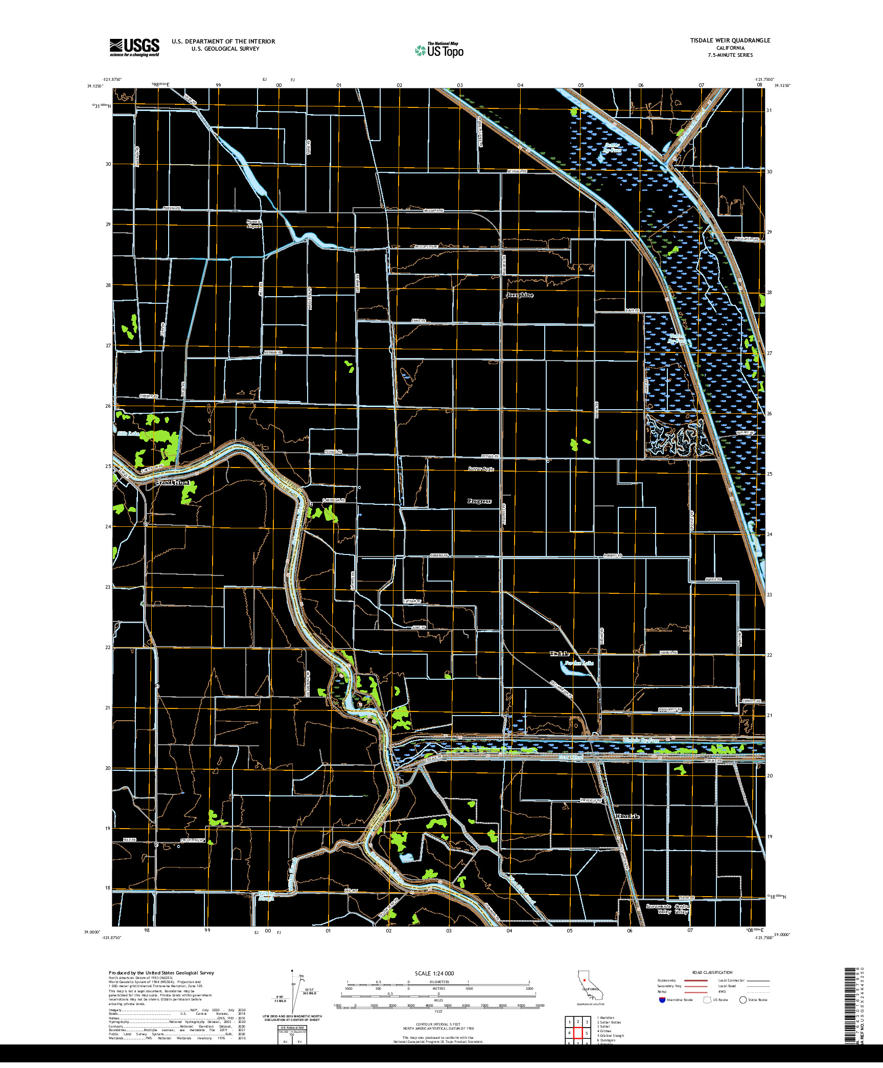 US TOPO 7.5-MINUTE MAP FOR TISDALE WEIR, CA