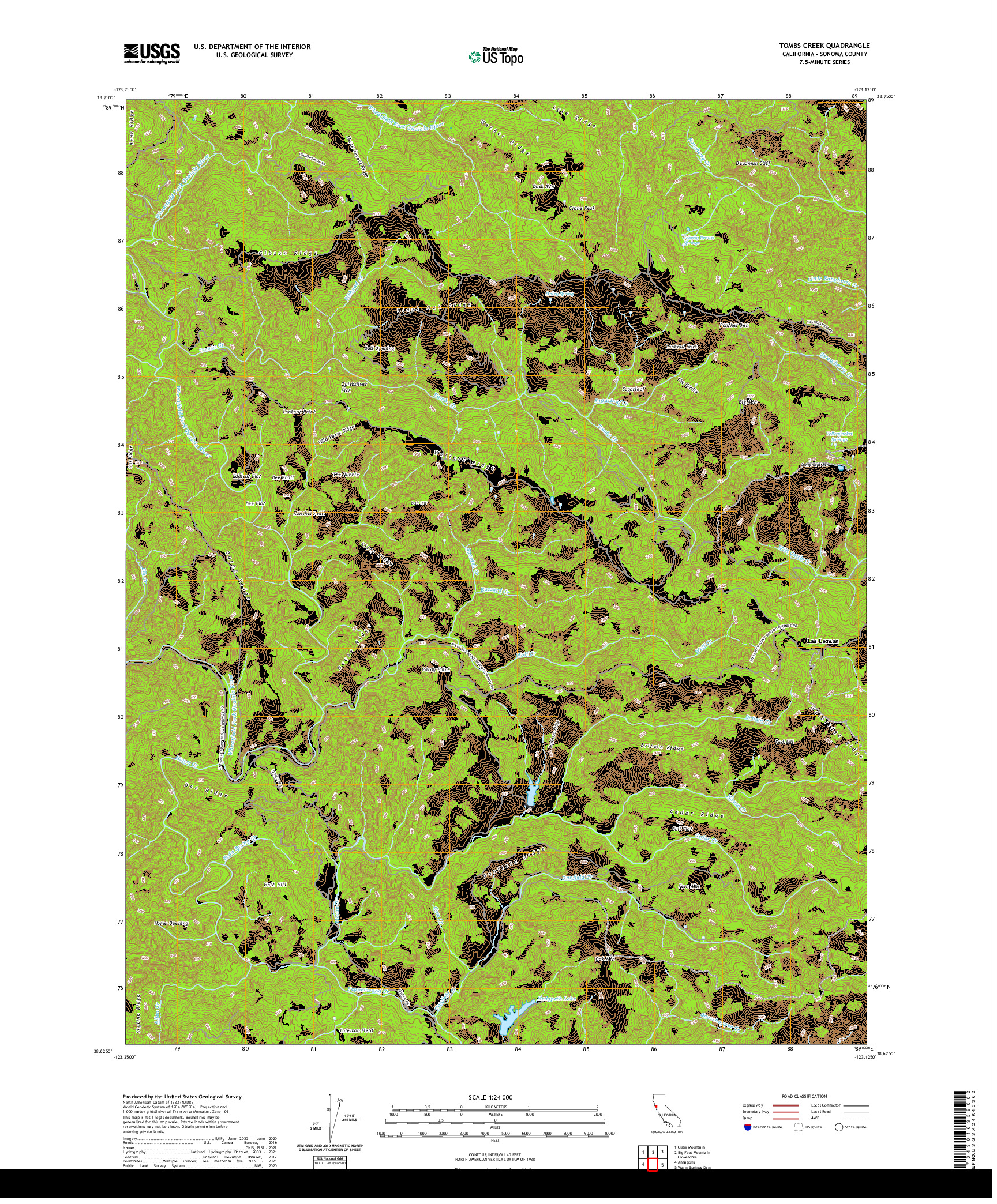 US TOPO 7.5-MINUTE MAP FOR TOMBS CREEK, CA