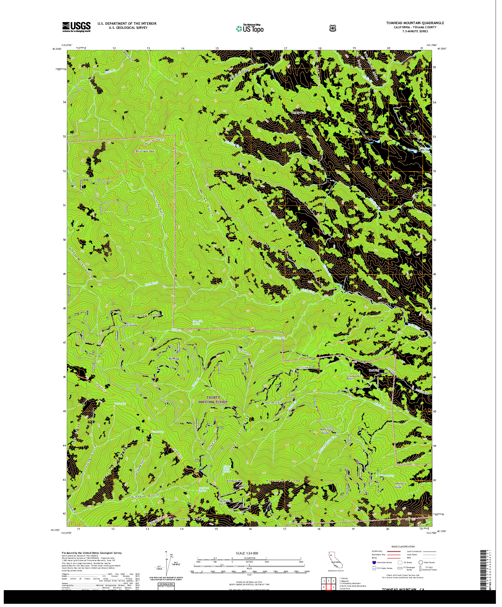 US TOPO 7.5-MINUTE MAP FOR TOMHEAD MOUNTAIN, CA