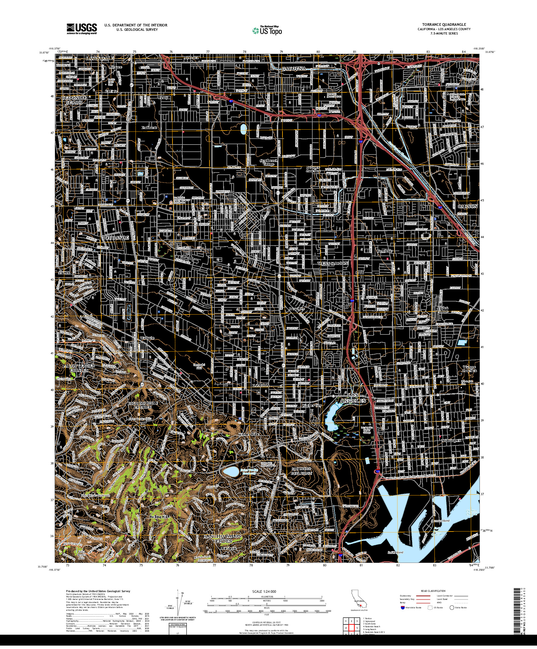 US TOPO 7.5-MINUTE MAP FOR TORRANCE, CA