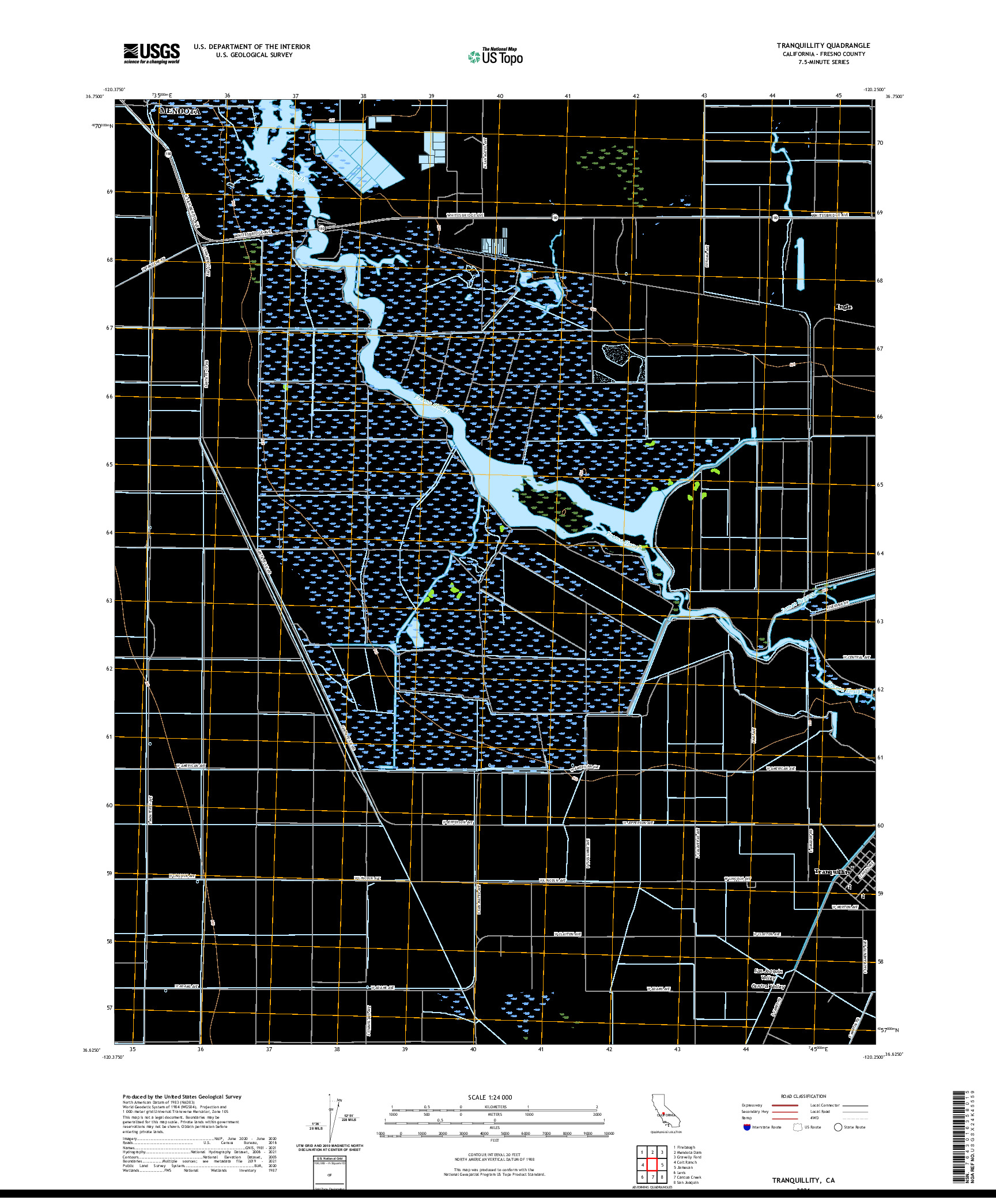 US TOPO 7.5-MINUTE MAP FOR TRANQUILLITY, CA