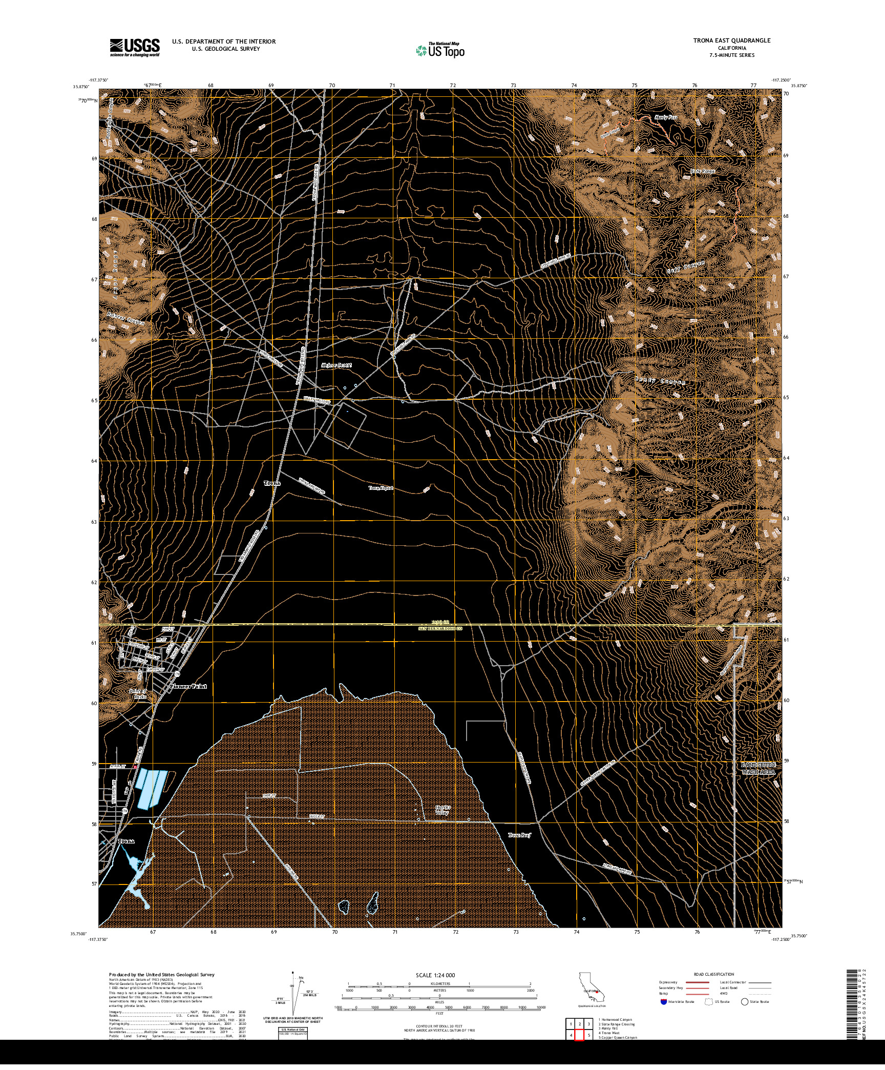 US TOPO 7.5-MINUTE MAP FOR TRONA EAST, CA