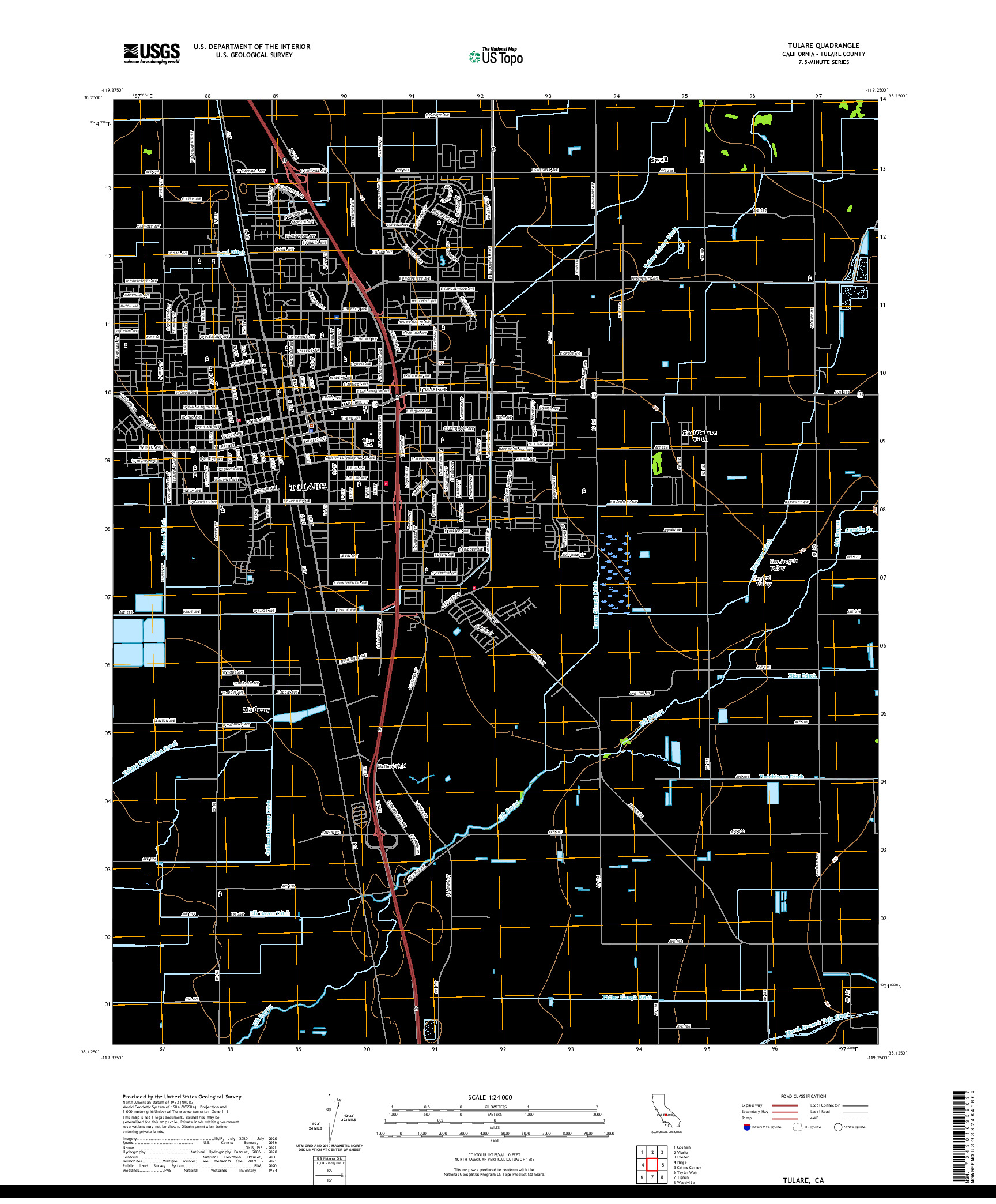 US TOPO 7.5-MINUTE MAP FOR TULARE, CA