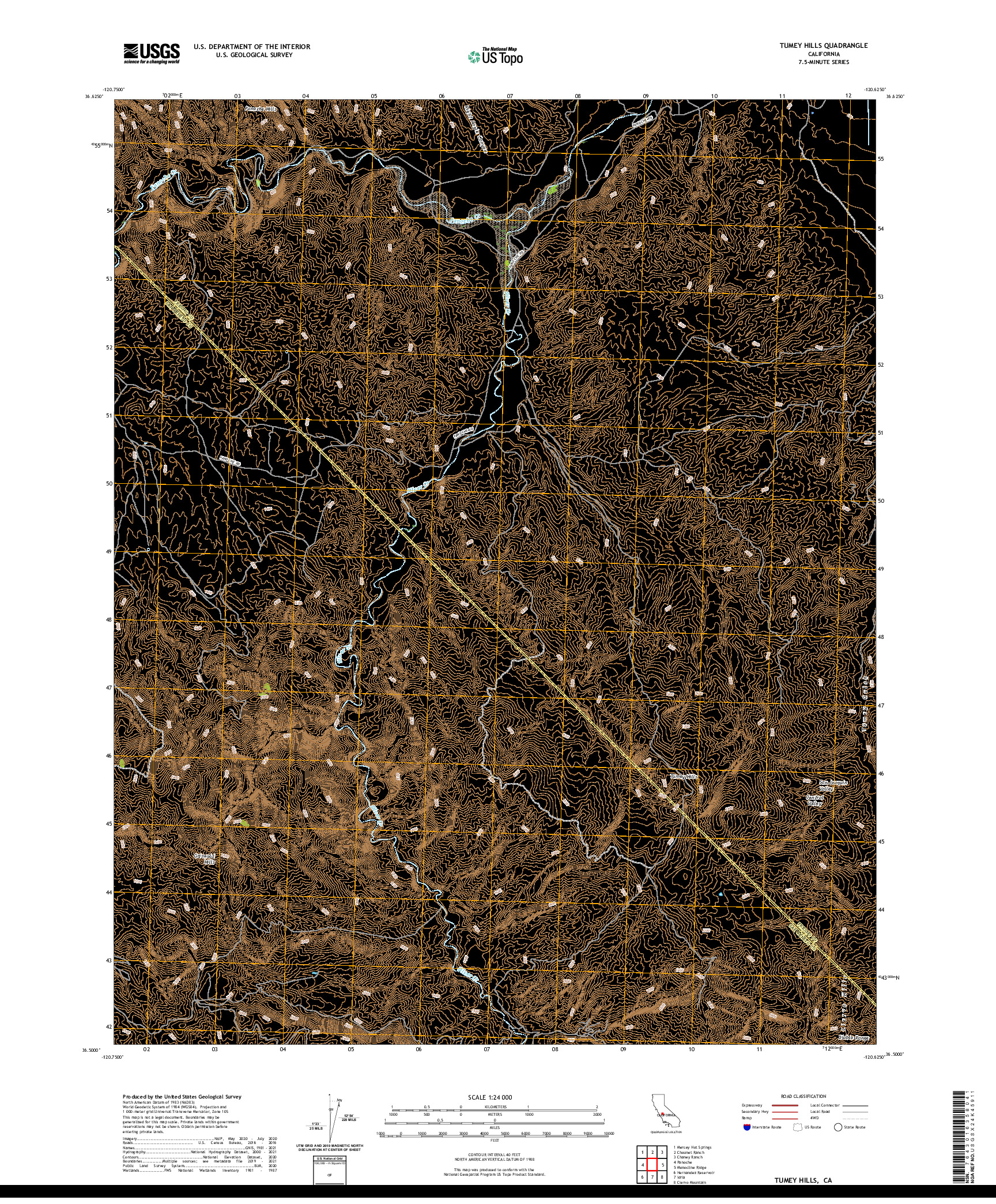 US TOPO 7.5-MINUTE MAP FOR TUMEY HILLS, CA