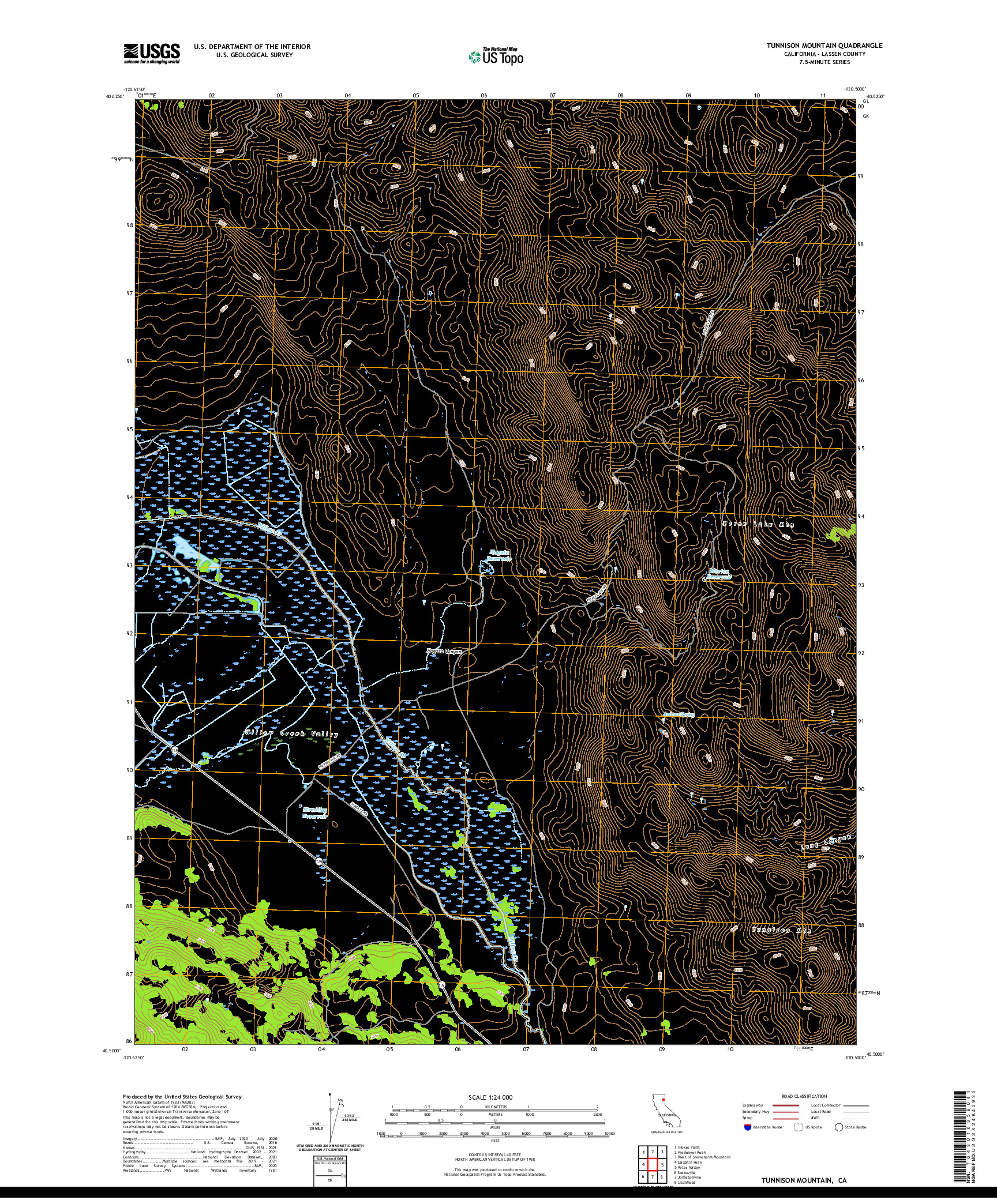 US TOPO 7.5-MINUTE MAP FOR TUNNISON MOUNTAIN, CA