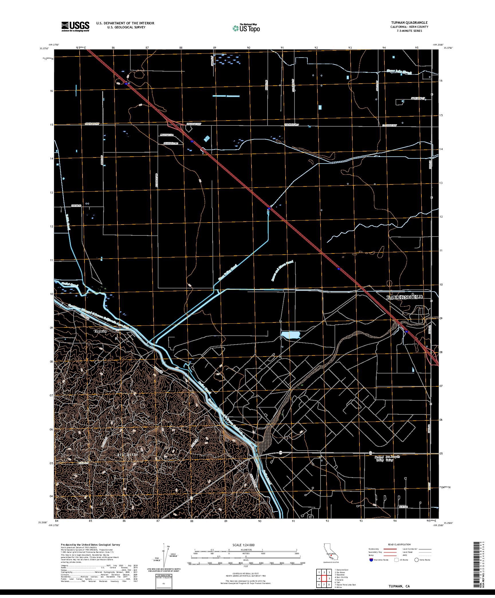 US TOPO 7.5-MINUTE MAP FOR TUPMAN, CA