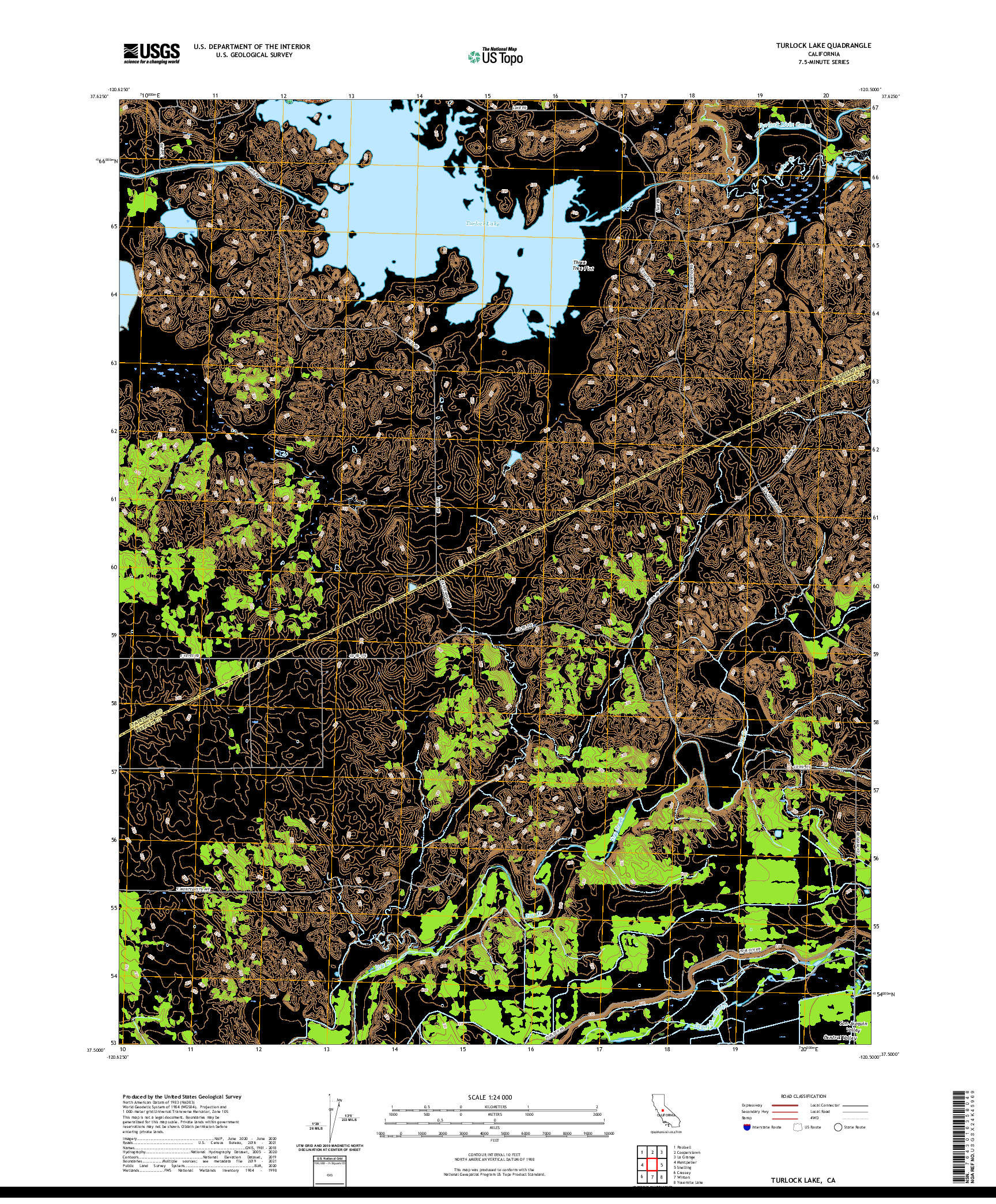 US TOPO 7.5-MINUTE MAP FOR TURLOCK LAKE, CA