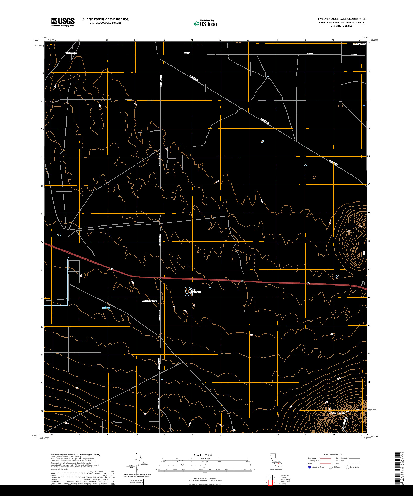 US TOPO 7.5-MINUTE MAP FOR TWELVE GAUGE LAKE, CA