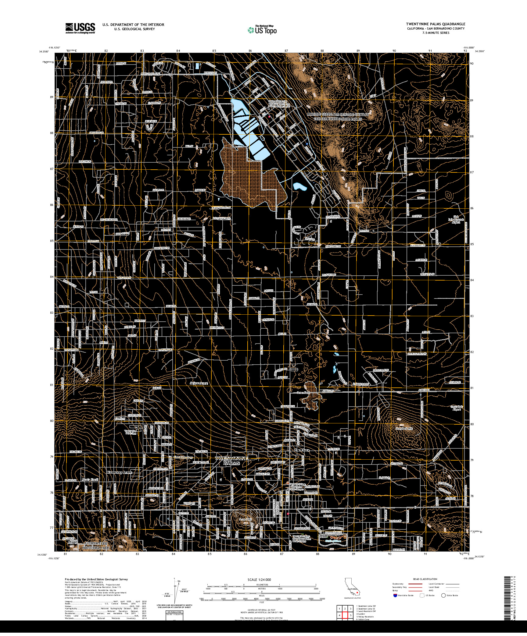 US TOPO 7.5-MINUTE MAP FOR TWENTYNINE PALMS, CA