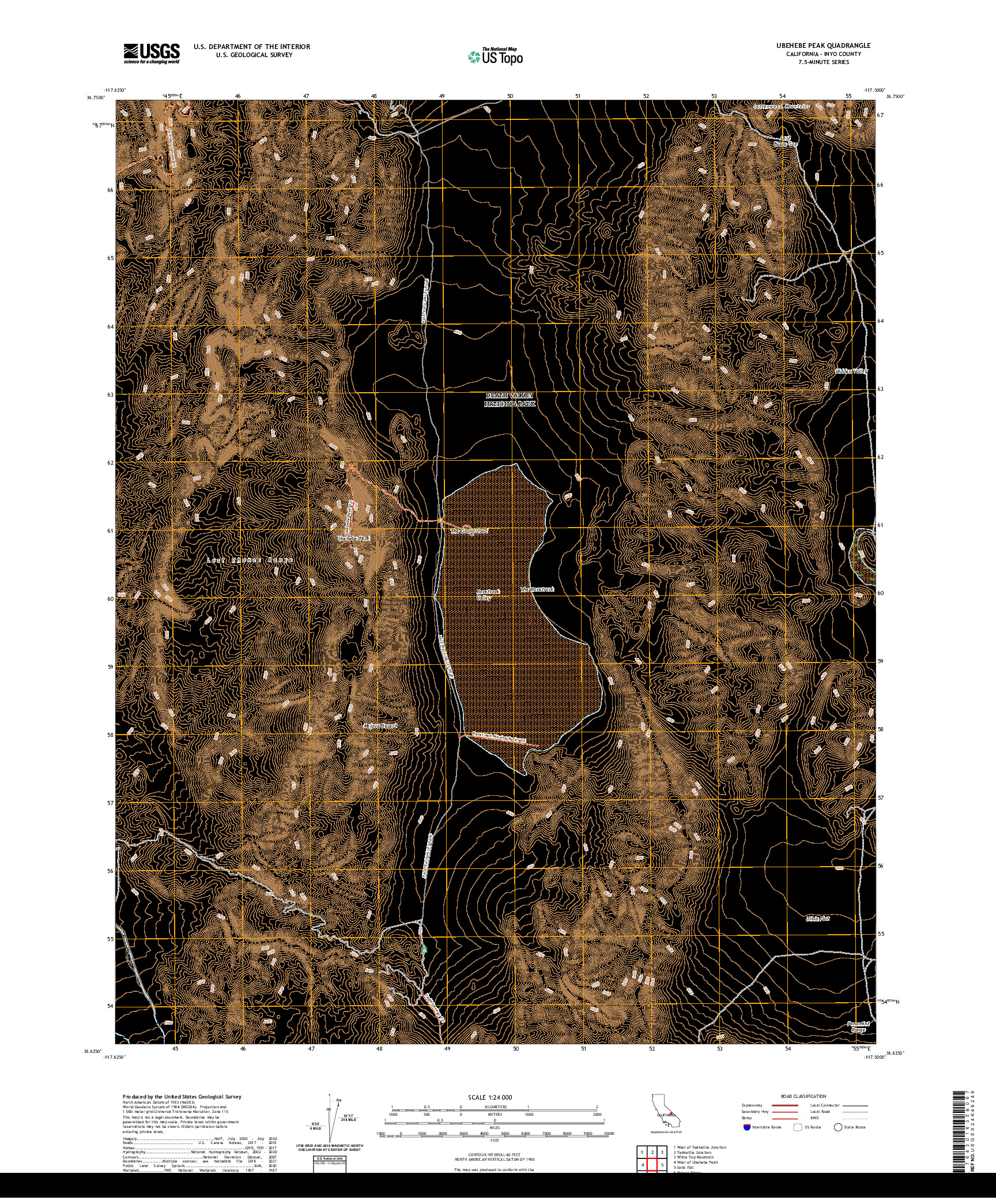 US TOPO 7.5-MINUTE MAP FOR UBEHEBE PEAK, CA