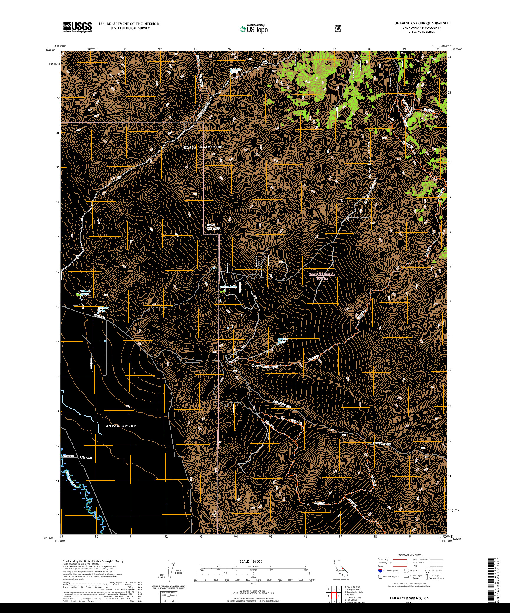 US TOPO 7.5-MINUTE MAP FOR UHLMEYER SPRING, CA