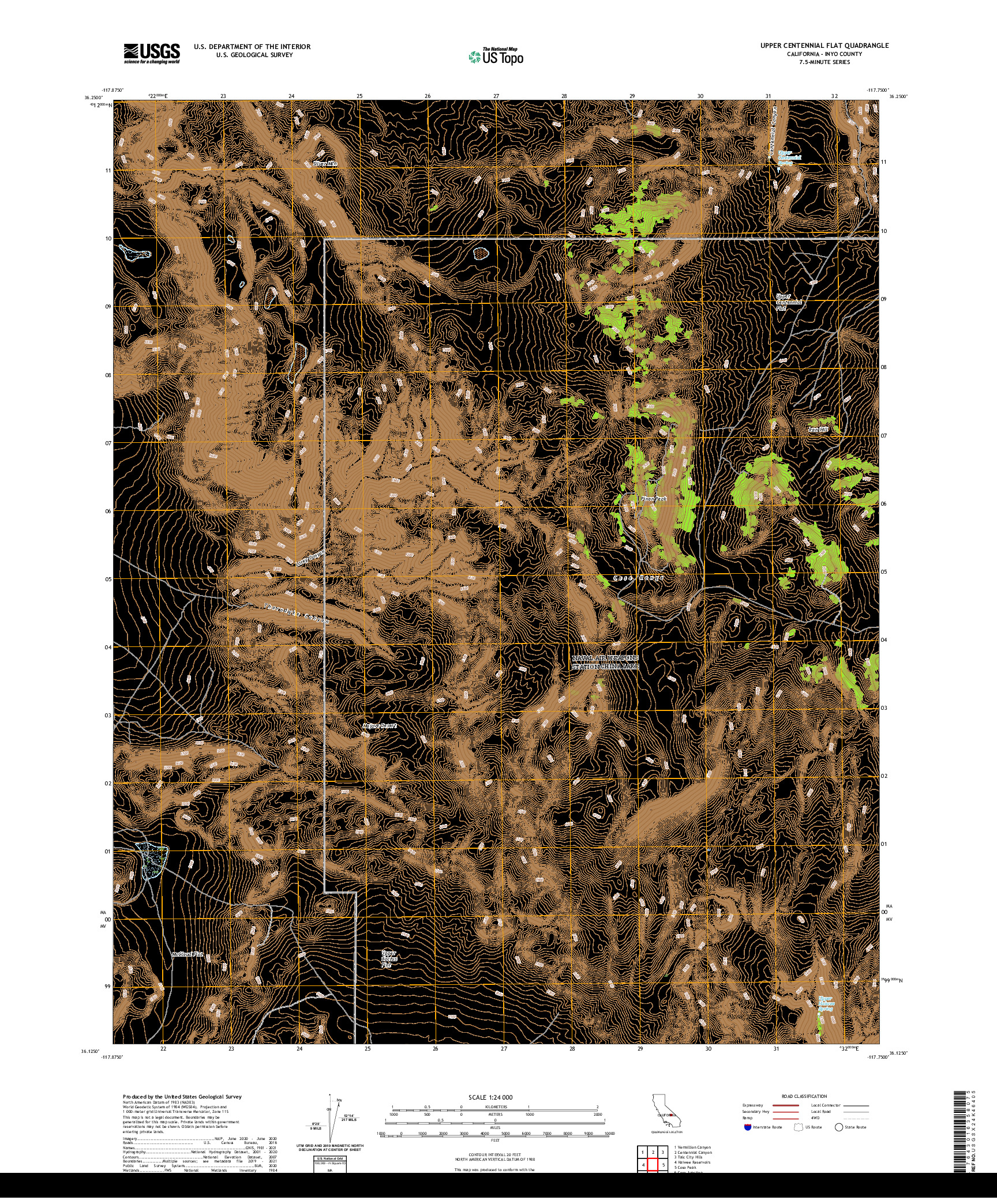 US TOPO 7.5-MINUTE MAP FOR UPPER CENTENNIAL FLAT, CA