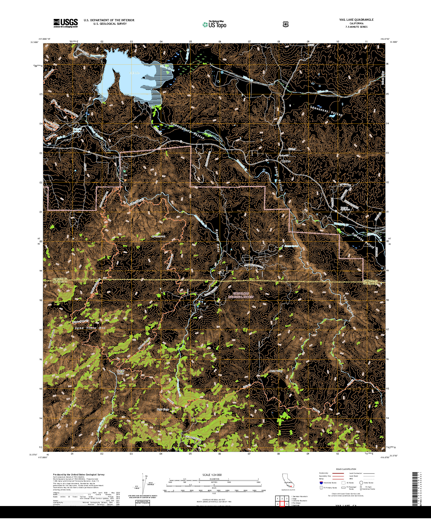 US TOPO 7.5-MINUTE MAP FOR VAIL LAKE, CA