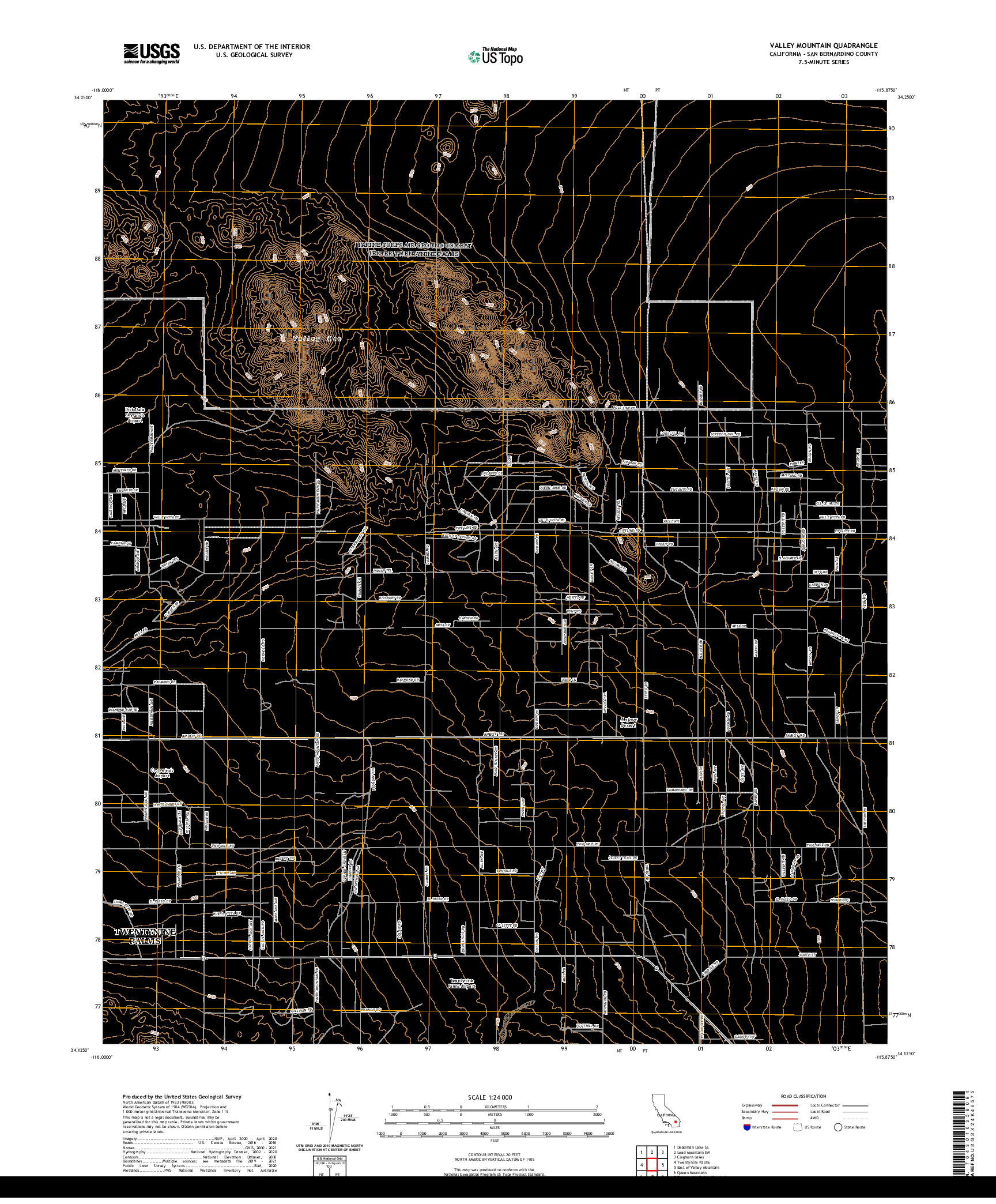 US TOPO 7.5-MINUTE MAP FOR VALLEY MOUNTAIN, CA