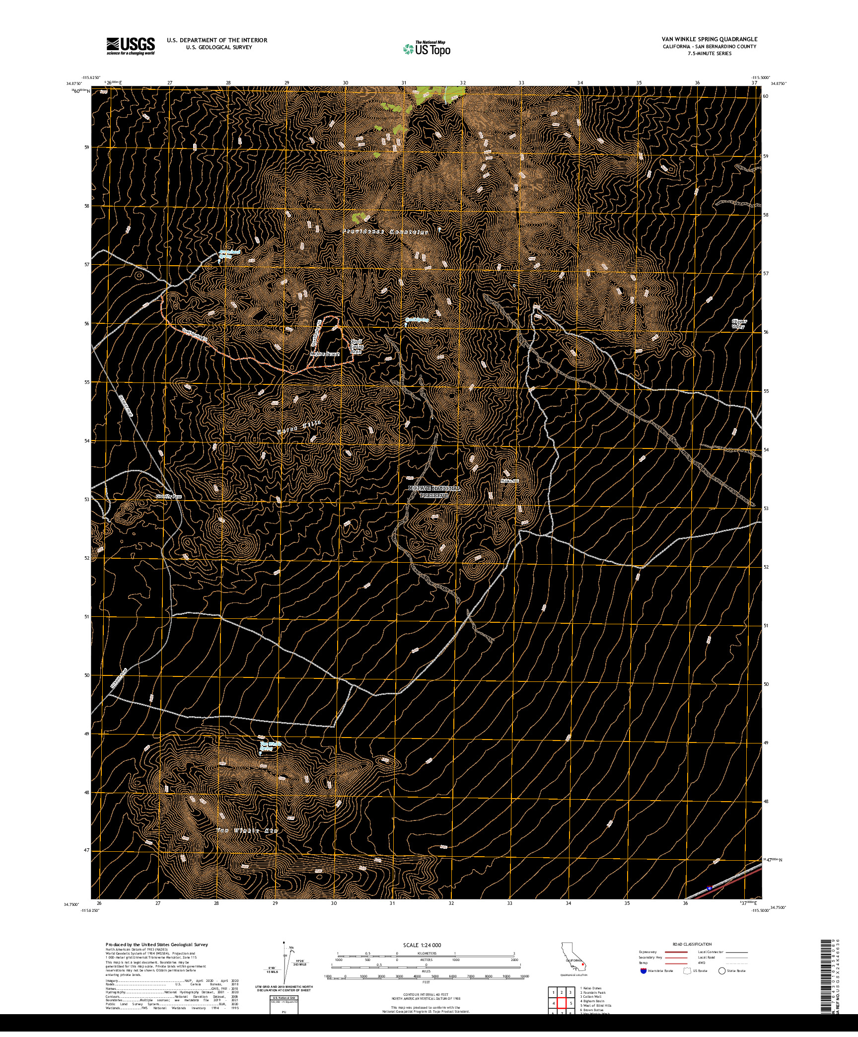 US TOPO 7.5-MINUTE MAP FOR VAN WINKLE SPRING, CA