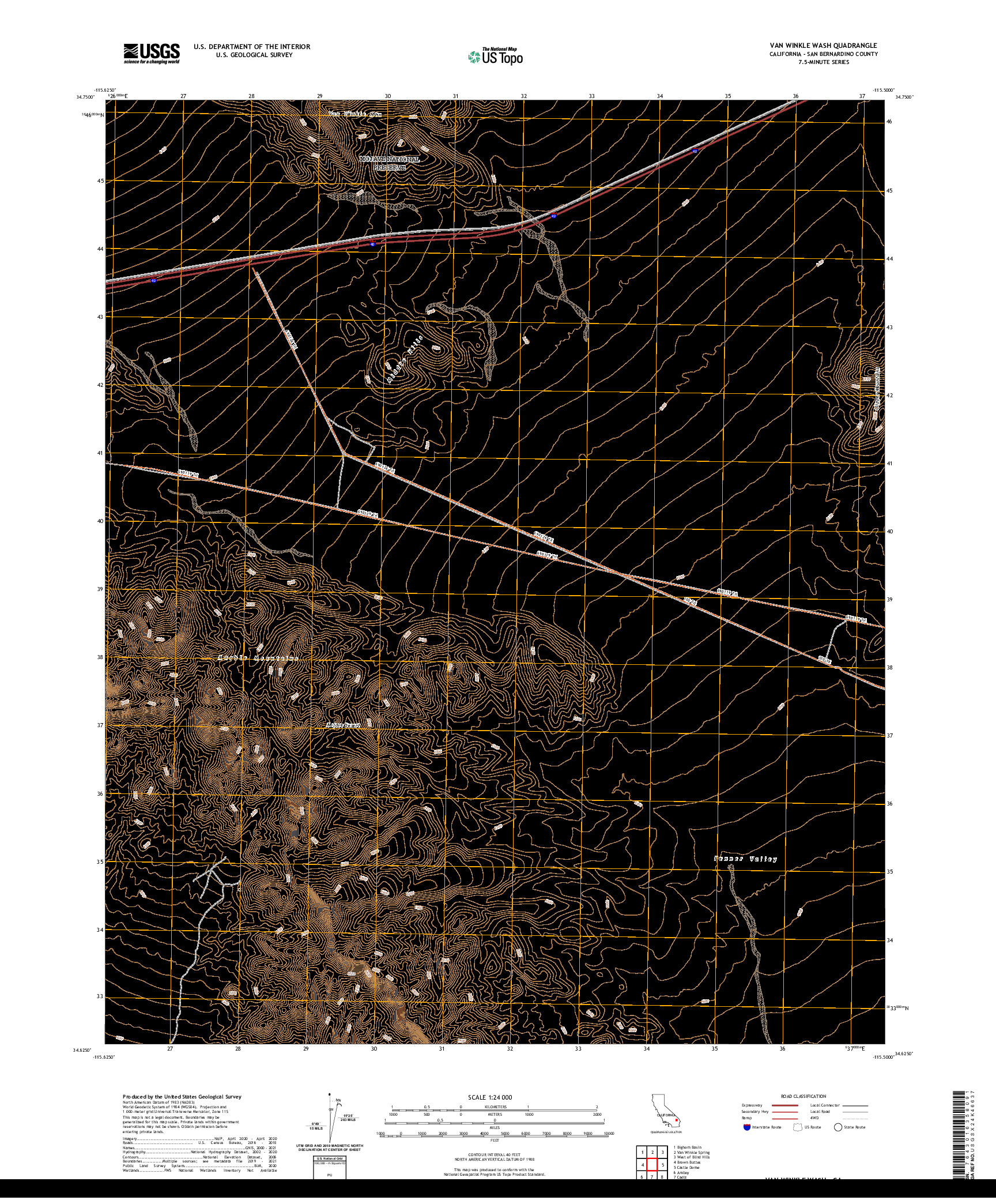 US TOPO 7.5-MINUTE MAP FOR VAN WINKLE WASH, CA