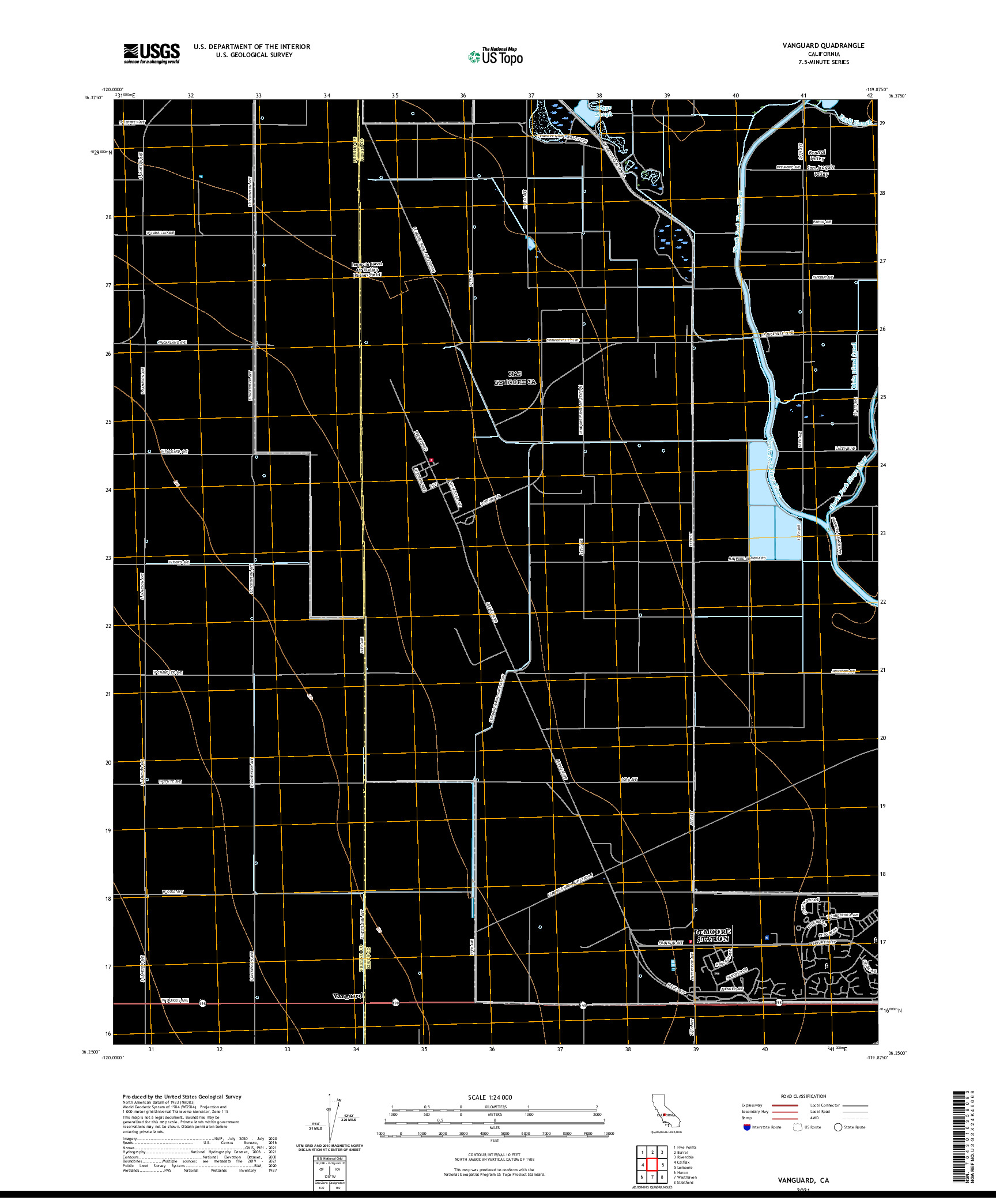 US TOPO 7.5-MINUTE MAP FOR VANGUARD, CA