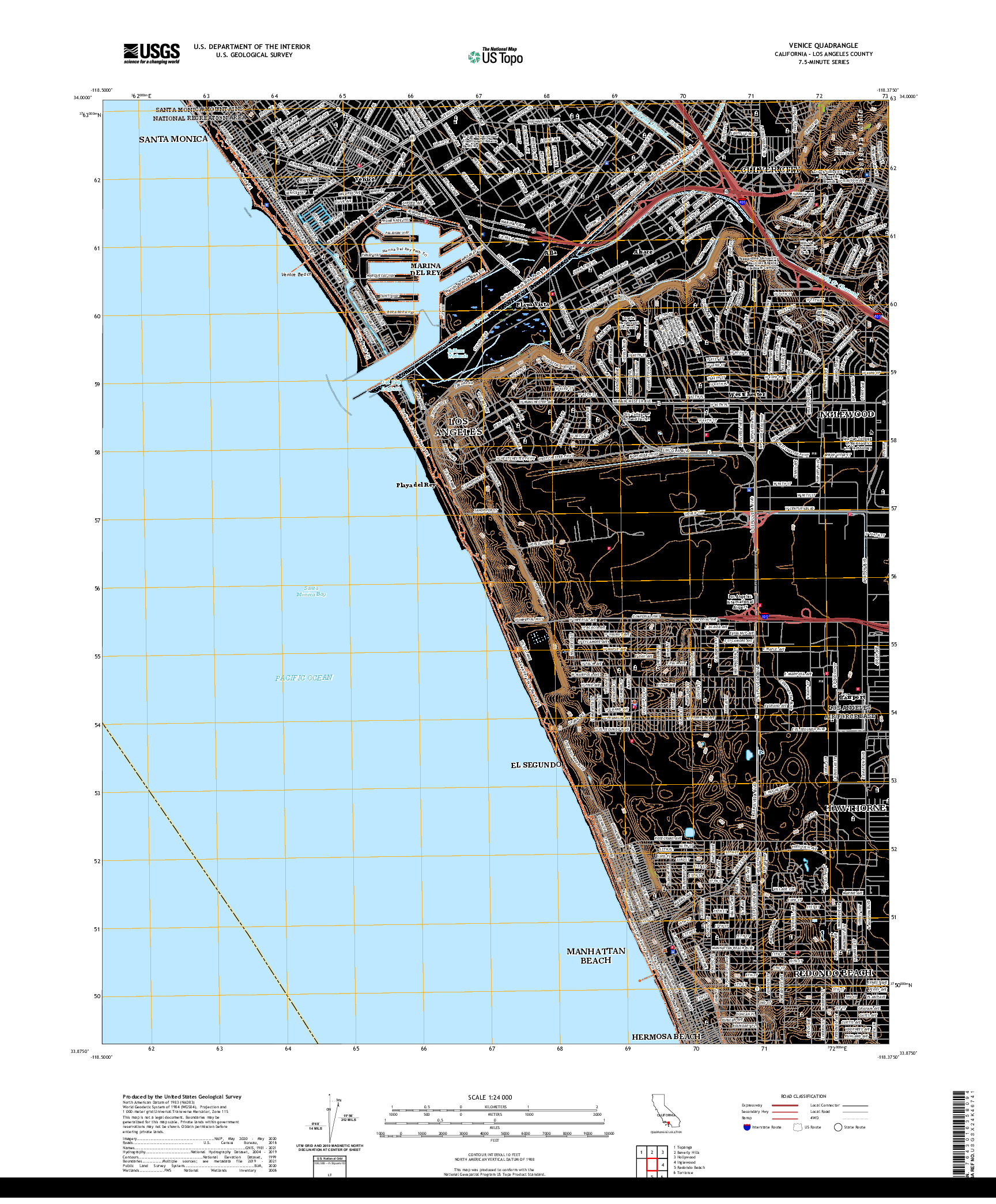 US TOPO 7.5-MINUTE MAP FOR VENICE, CA