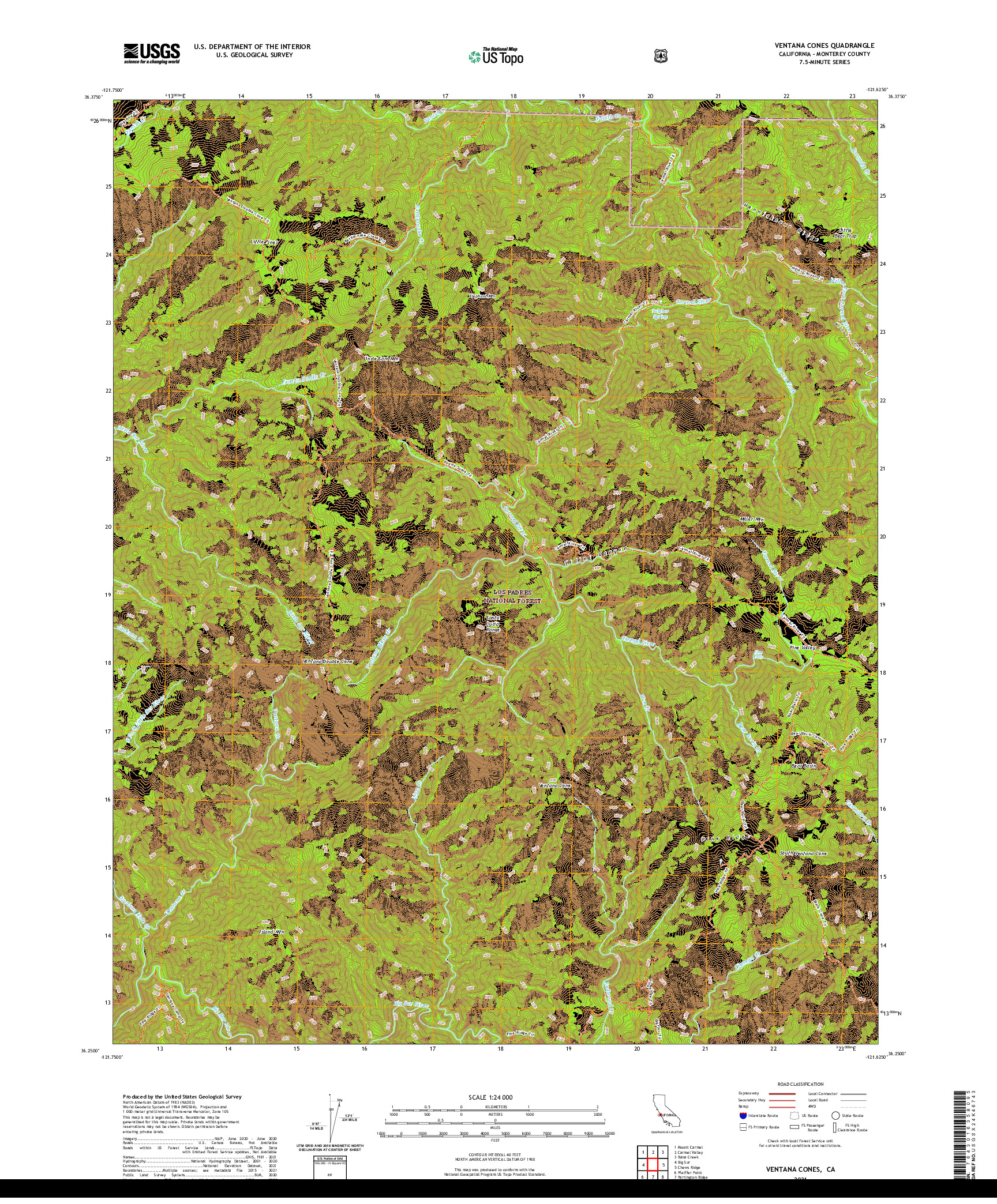 US TOPO 7.5-MINUTE MAP FOR VENTANA CONES, CA