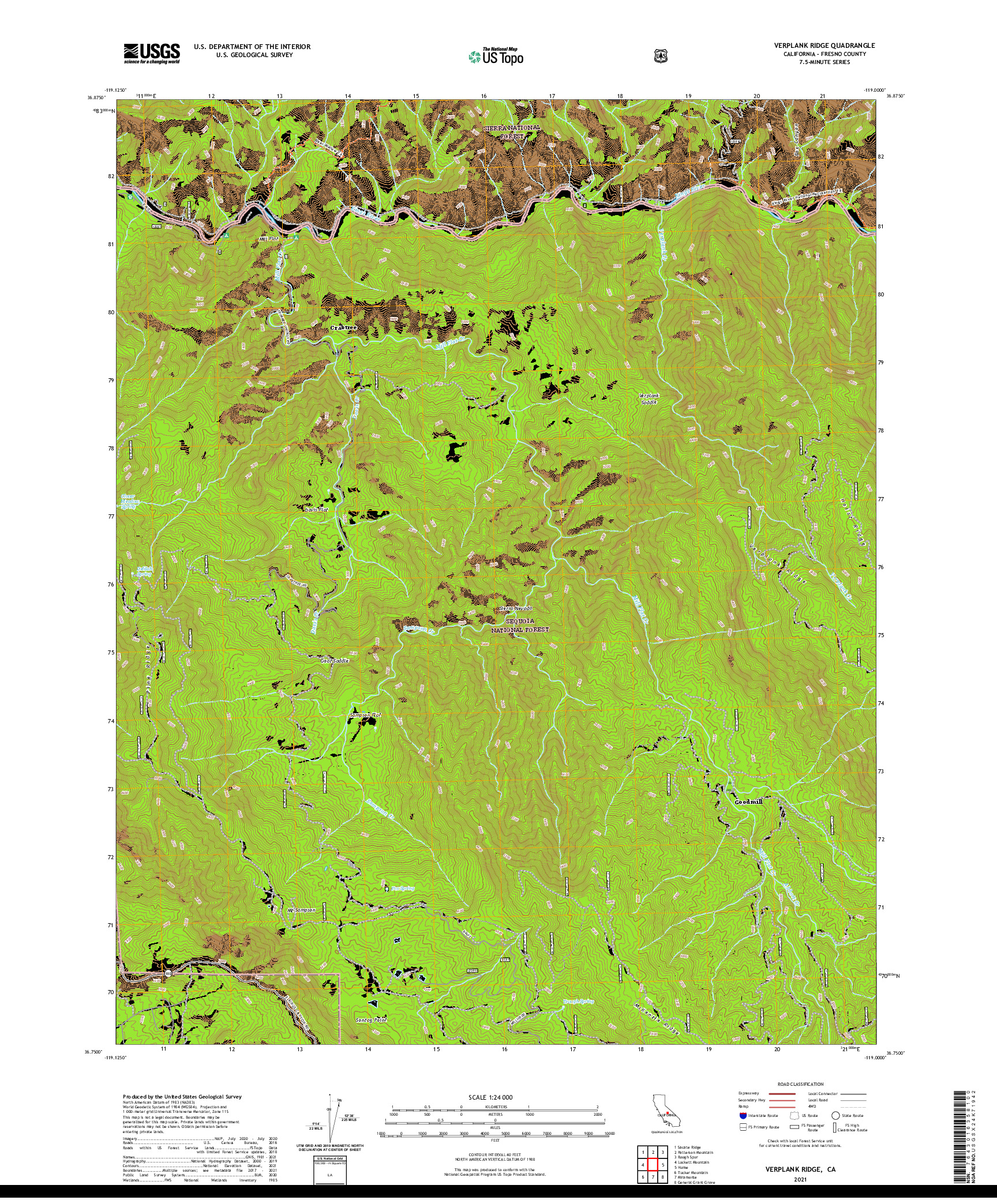 US TOPO 7.5-MINUTE MAP FOR VERPLANK RIDGE, CA