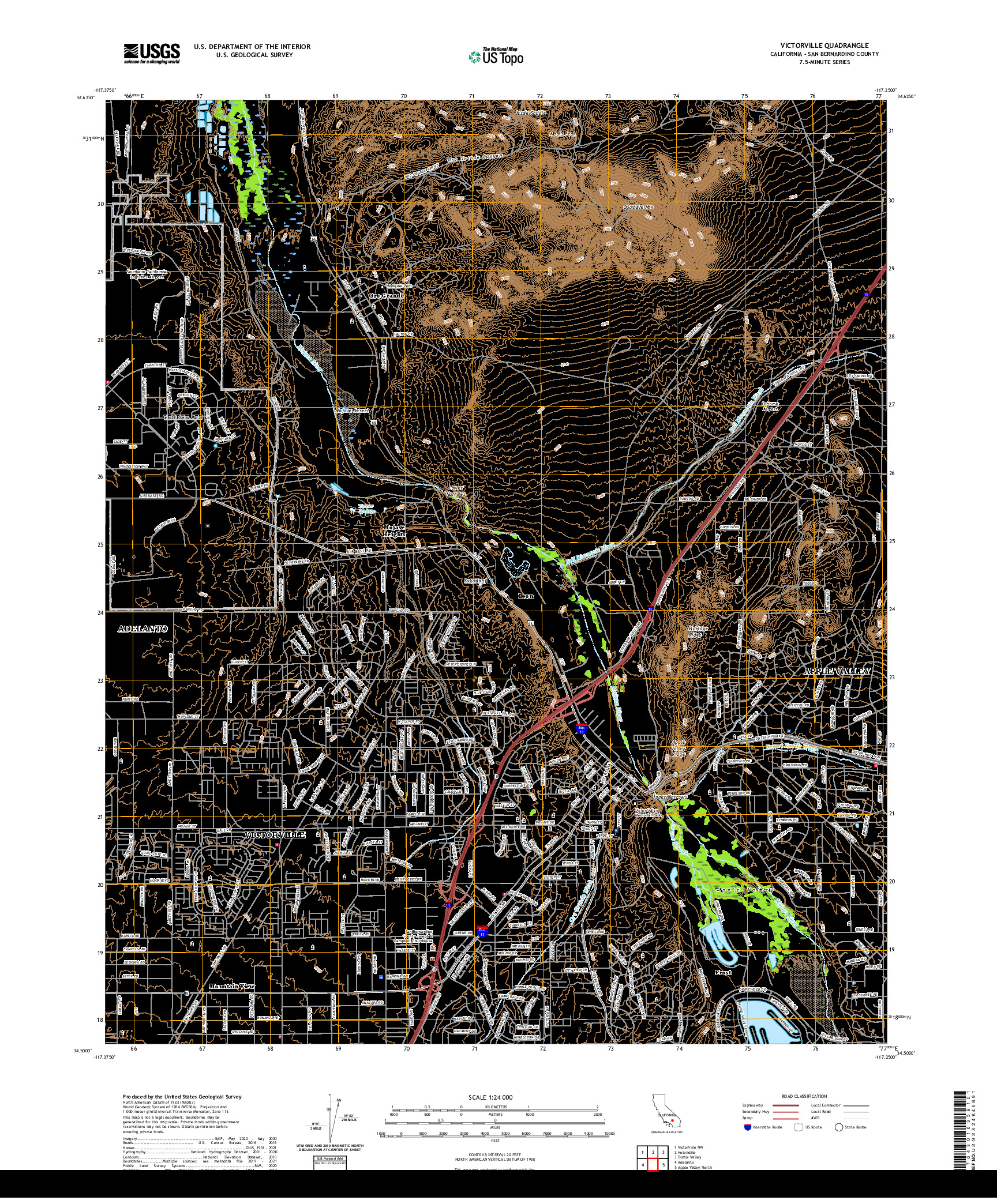 US TOPO 7.5-MINUTE MAP FOR VICTORVILLE, CA