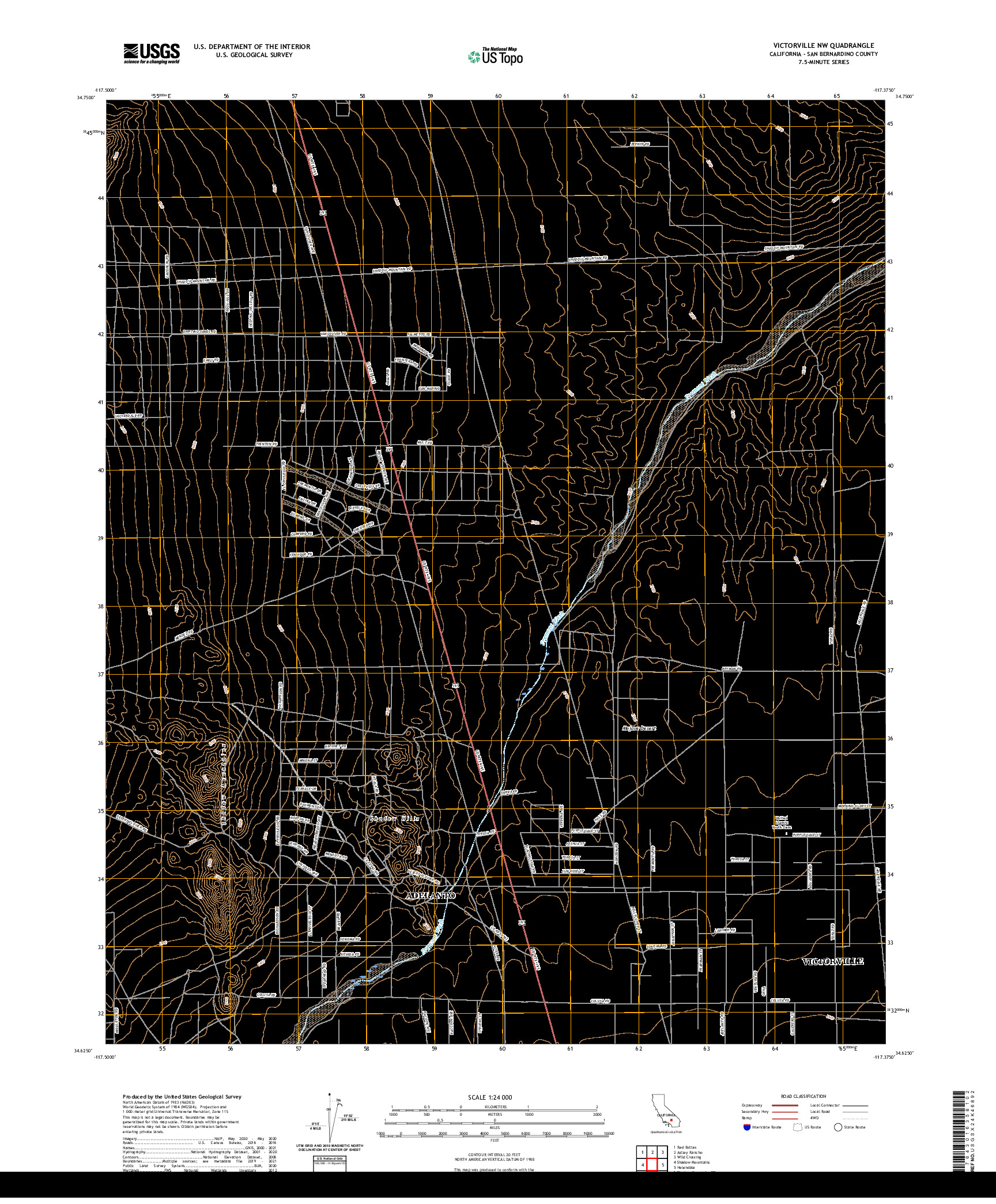 US TOPO 7.5-MINUTE MAP FOR VICTORVILLE NW, CA