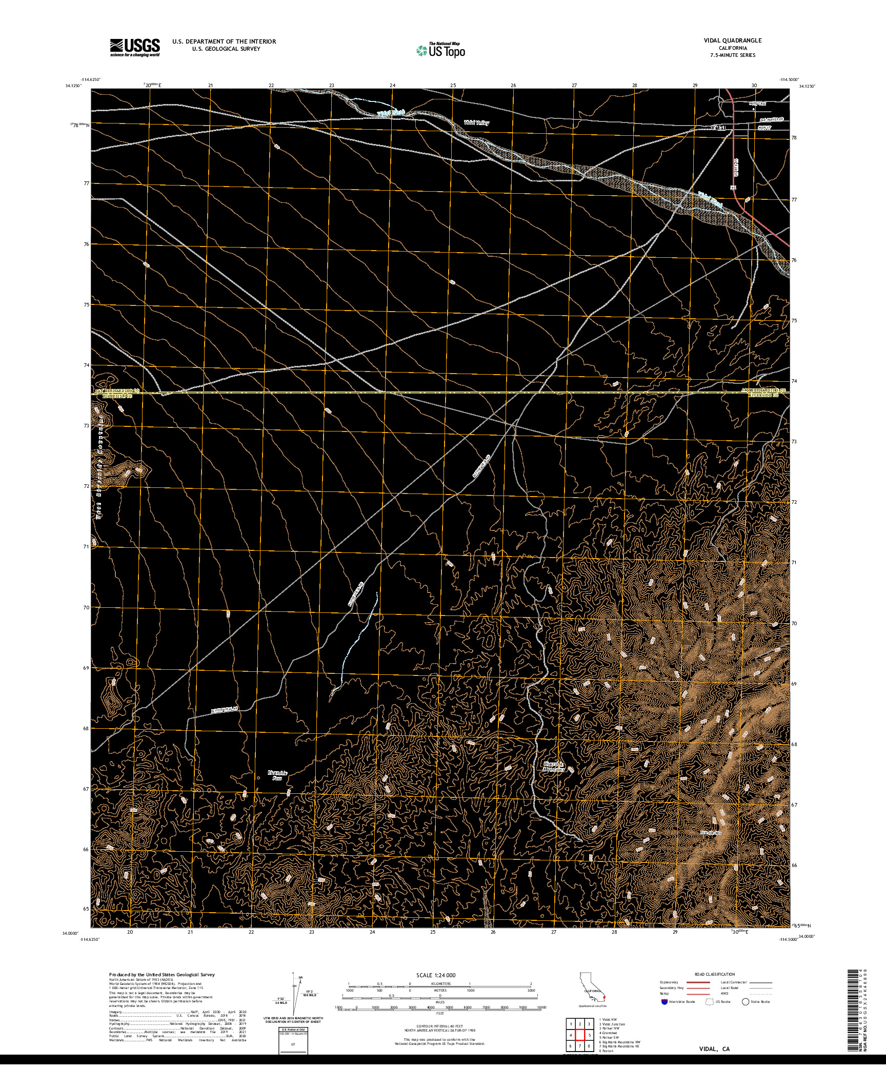 US TOPO 7.5-MINUTE MAP FOR VIDAL, CA