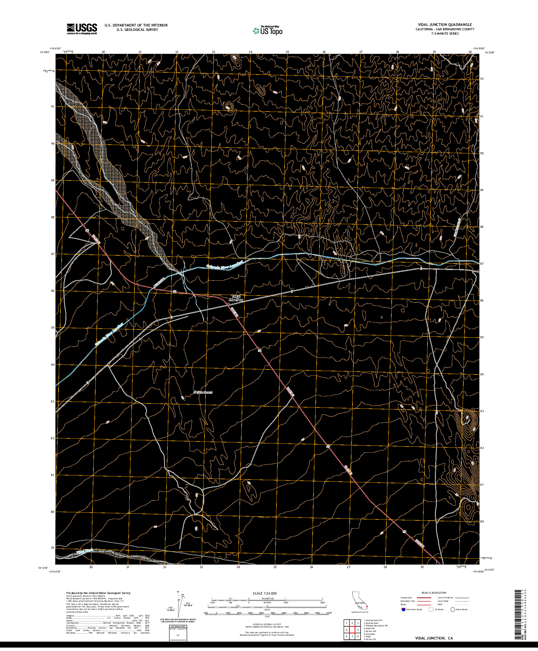 US TOPO 7.5-MINUTE MAP FOR VIDAL JUNCTION, CA