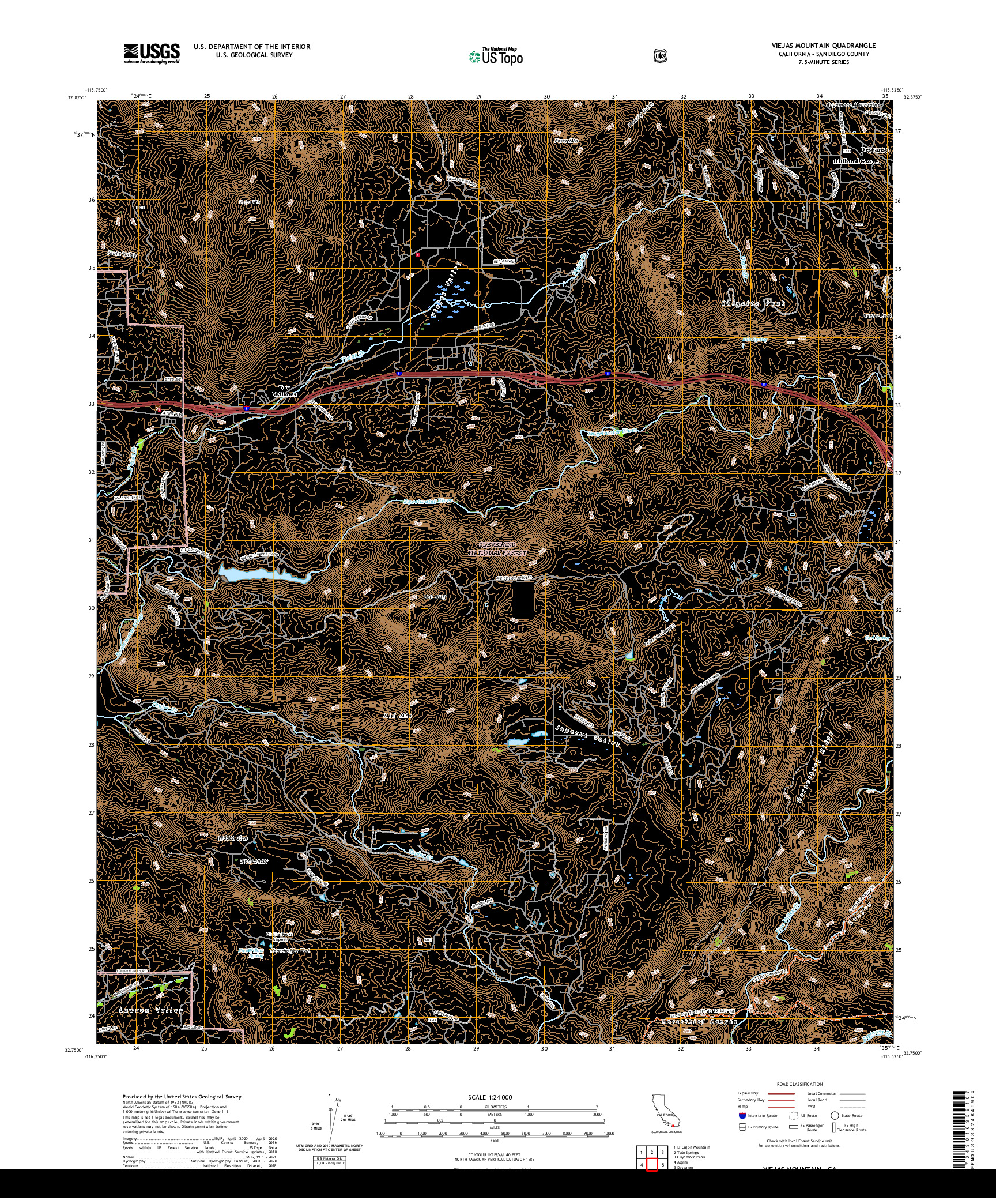US TOPO 7.5-MINUTE MAP FOR VIEJAS MOUNTAIN, CA