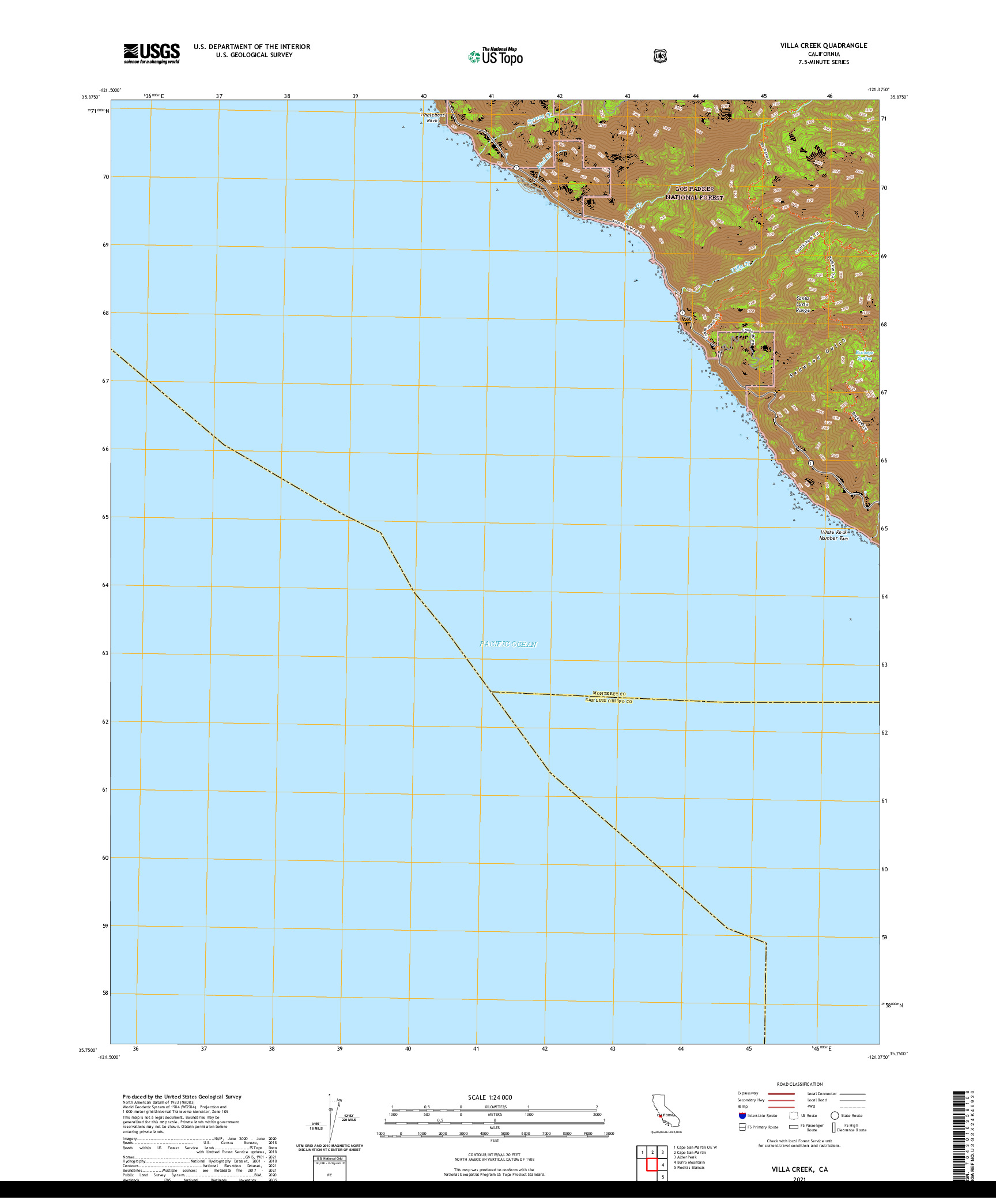 US TOPO 7.5-MINUTE MAP FOR VILLA CREEK, CA