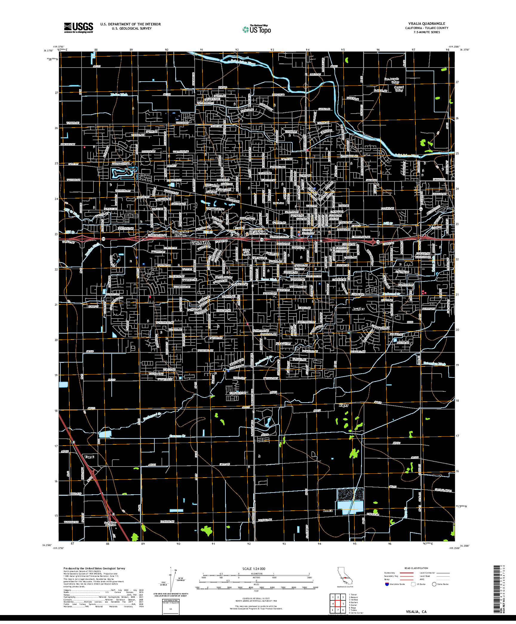 US TOPO 7.5-MINUTE MAP FOR VISALIA, CA