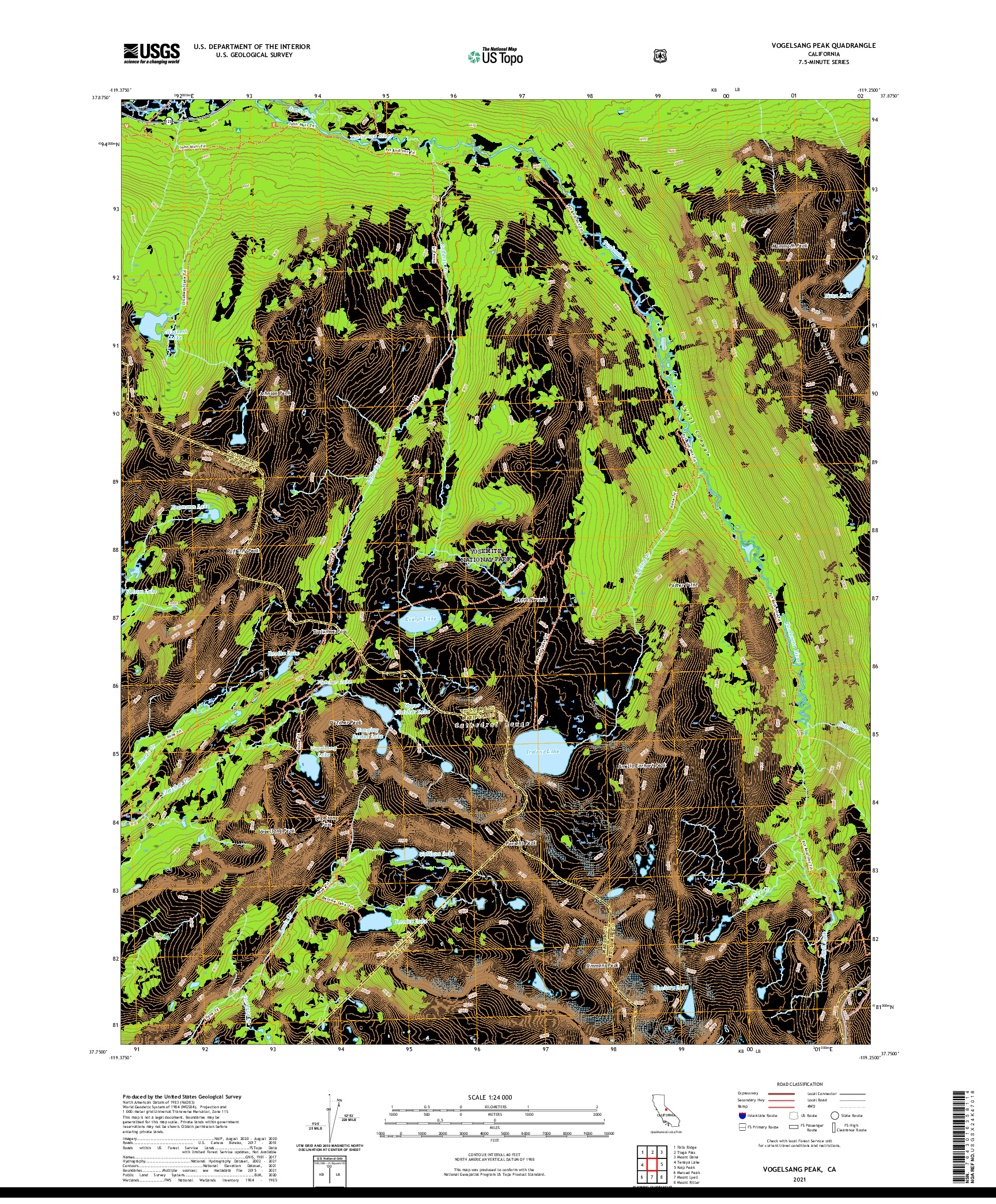 US TOPO 7.5-MINUTE MAP FOR VOGELSANG PEAK, CA