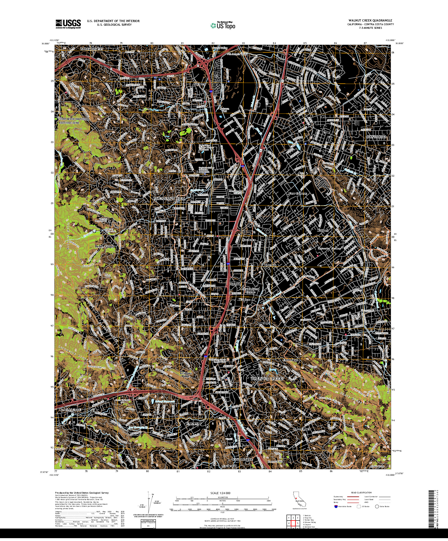 US TOPO 7.5-MINUTE MAP FOR WALNUT CREEK, CA