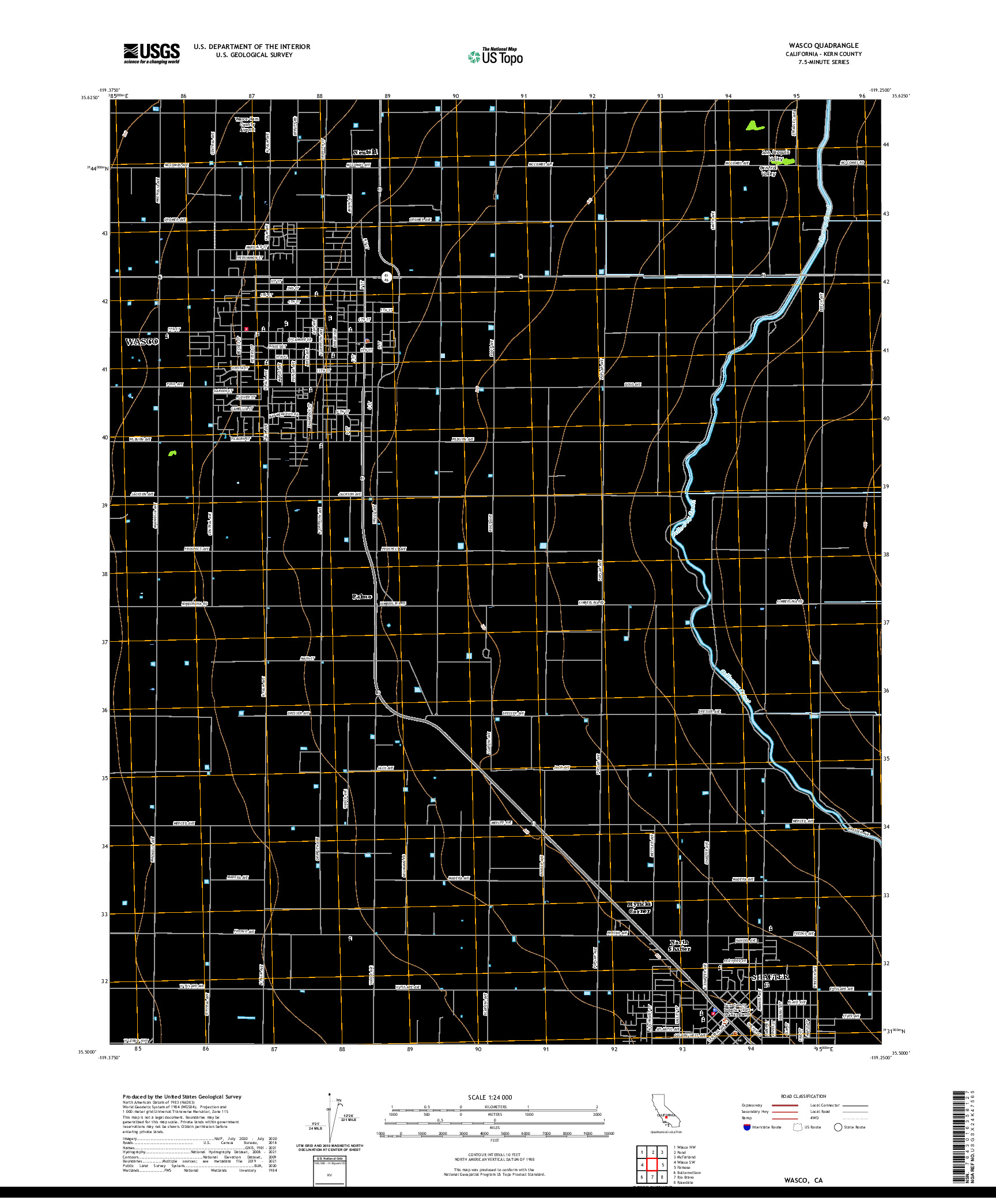 US TOPO 7.5-MINUTE MAP FOR WASCO, CA