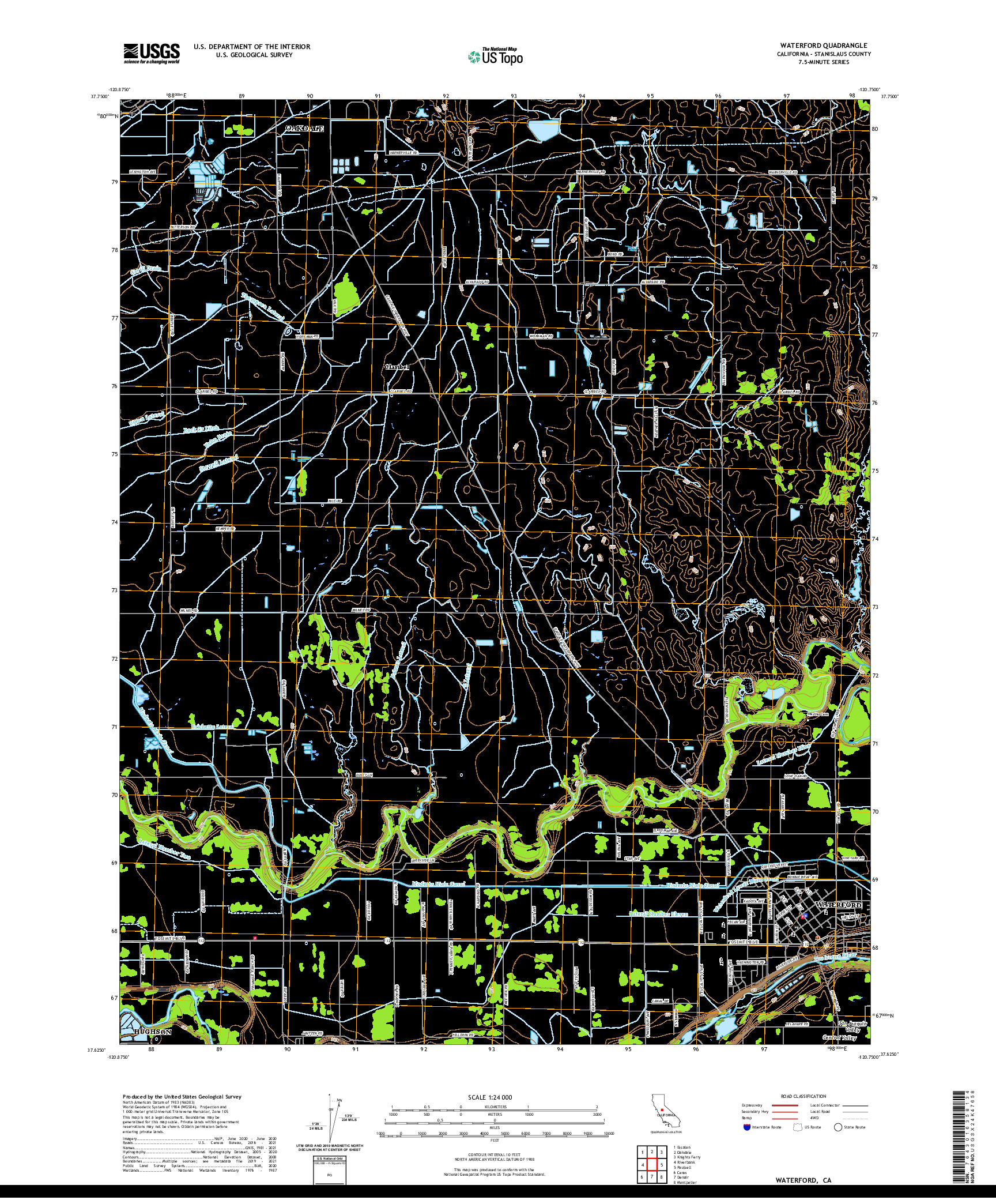 US TOPO 7.5-MINUTE MAP FOR WATERFORD, CA