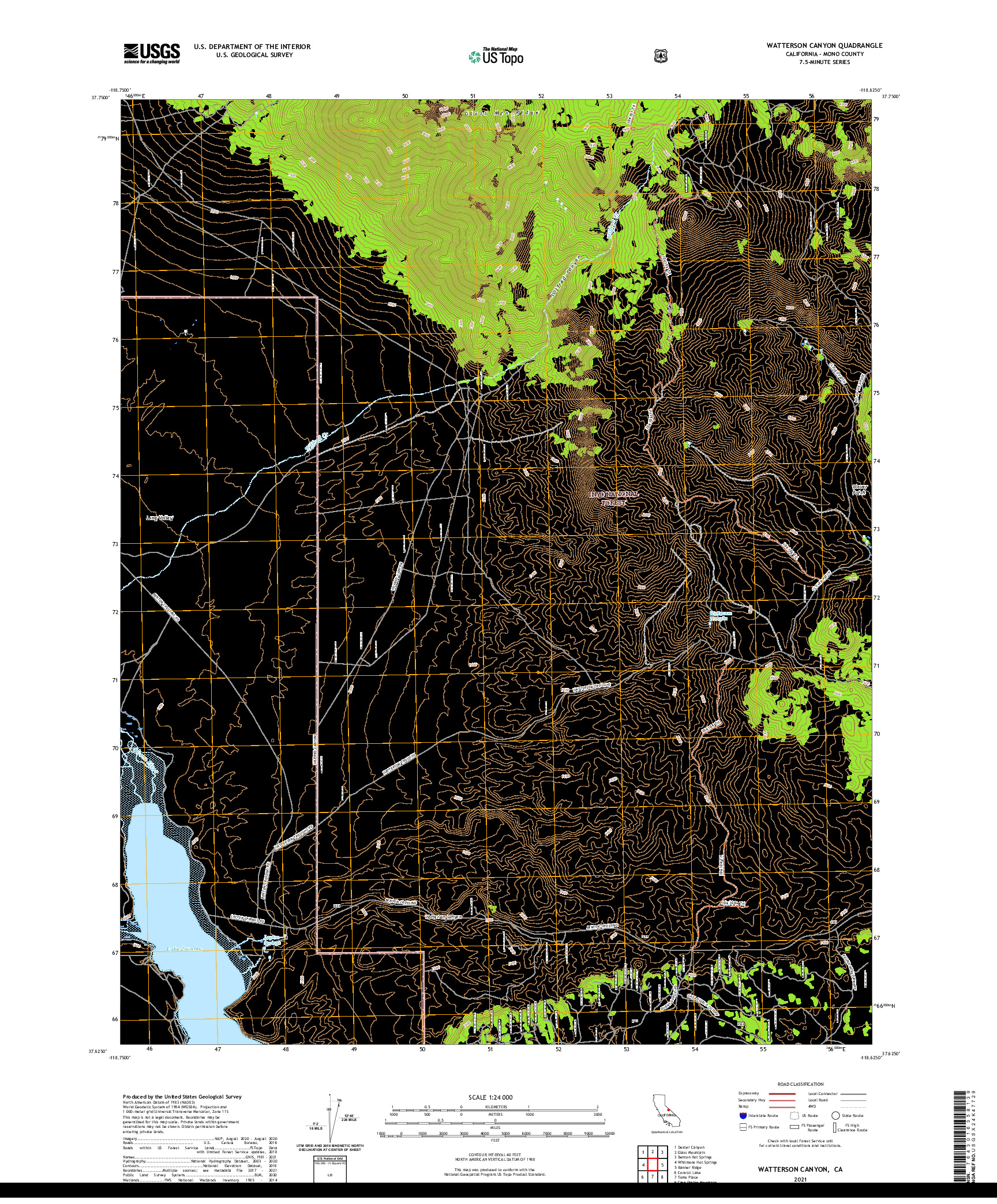 US TOPO 7.5-MINUTE MAP FOR WATTERSON CANYON, CA