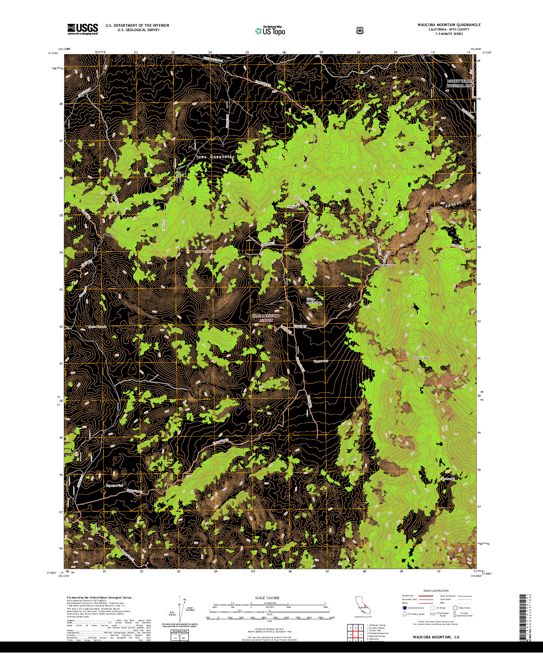 US TOPO 7.5-MINUTE MAP FOR WAUCOBA MOUNTAIN, CA