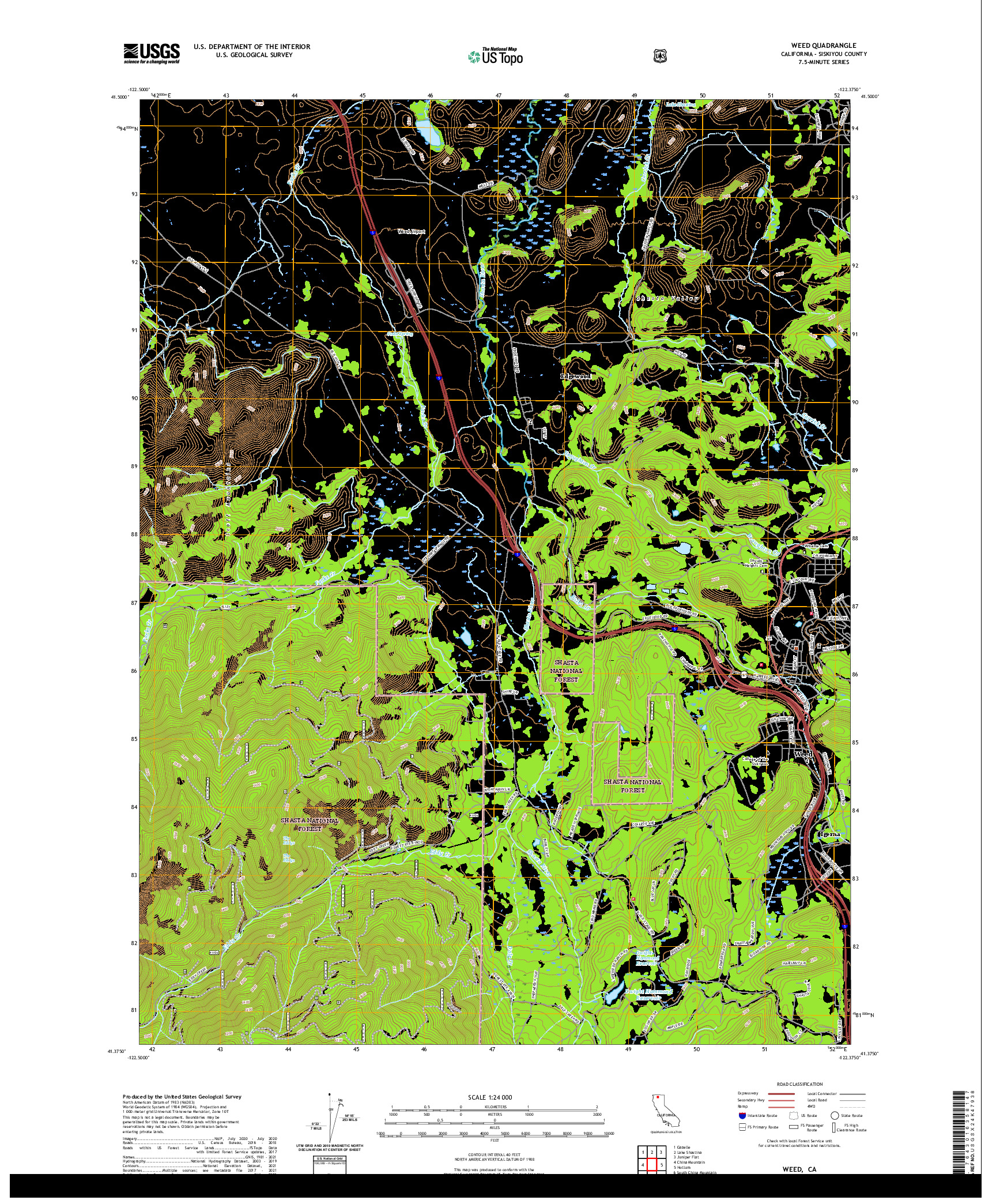 US TOPO 7.5-MINUTE MAP FOR WEED, CA