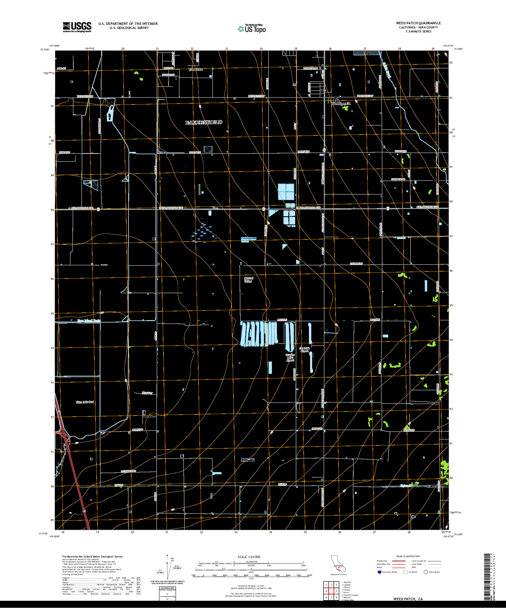 US TOPO 7.5-MINUTE MAP FOR WEED PATCH, CA