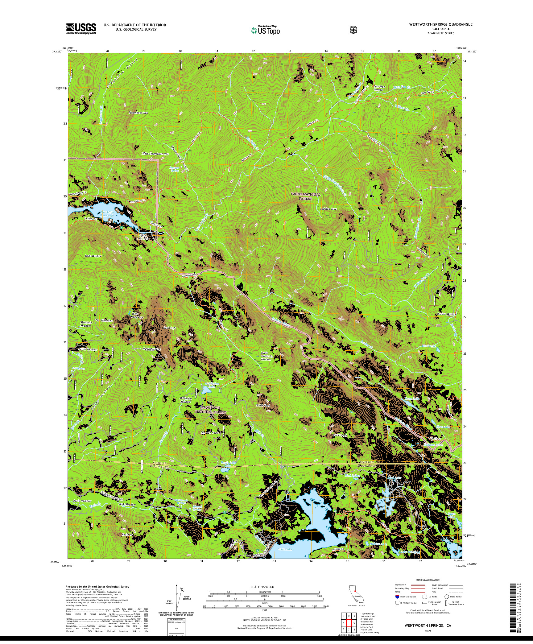 US TOPO 7.5-MINUTE MAP FOR WENTWORTH SPRINGS, CA