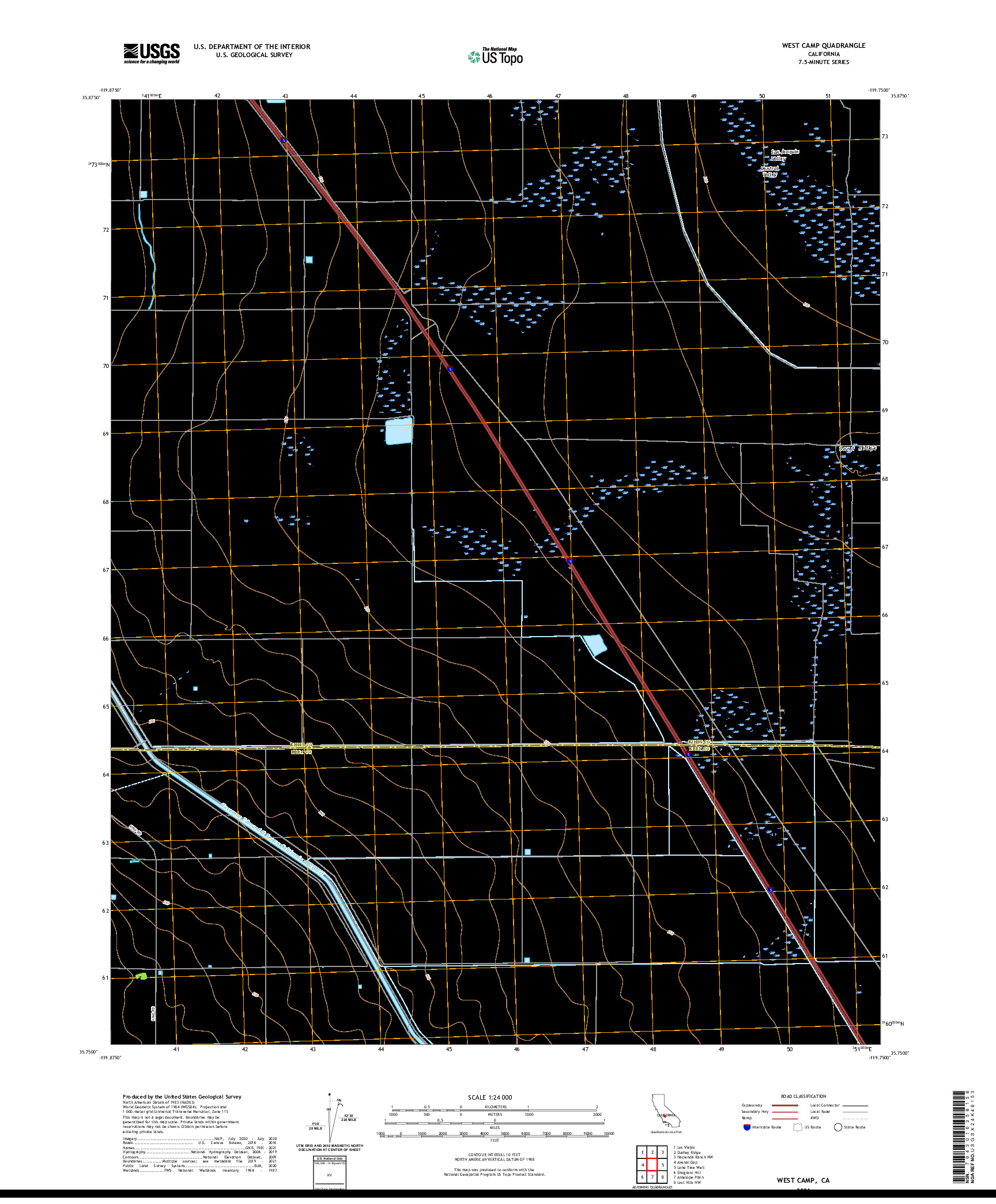 US TOPO 7.5-MINUTE MAP FOR WEST CAMP, CA