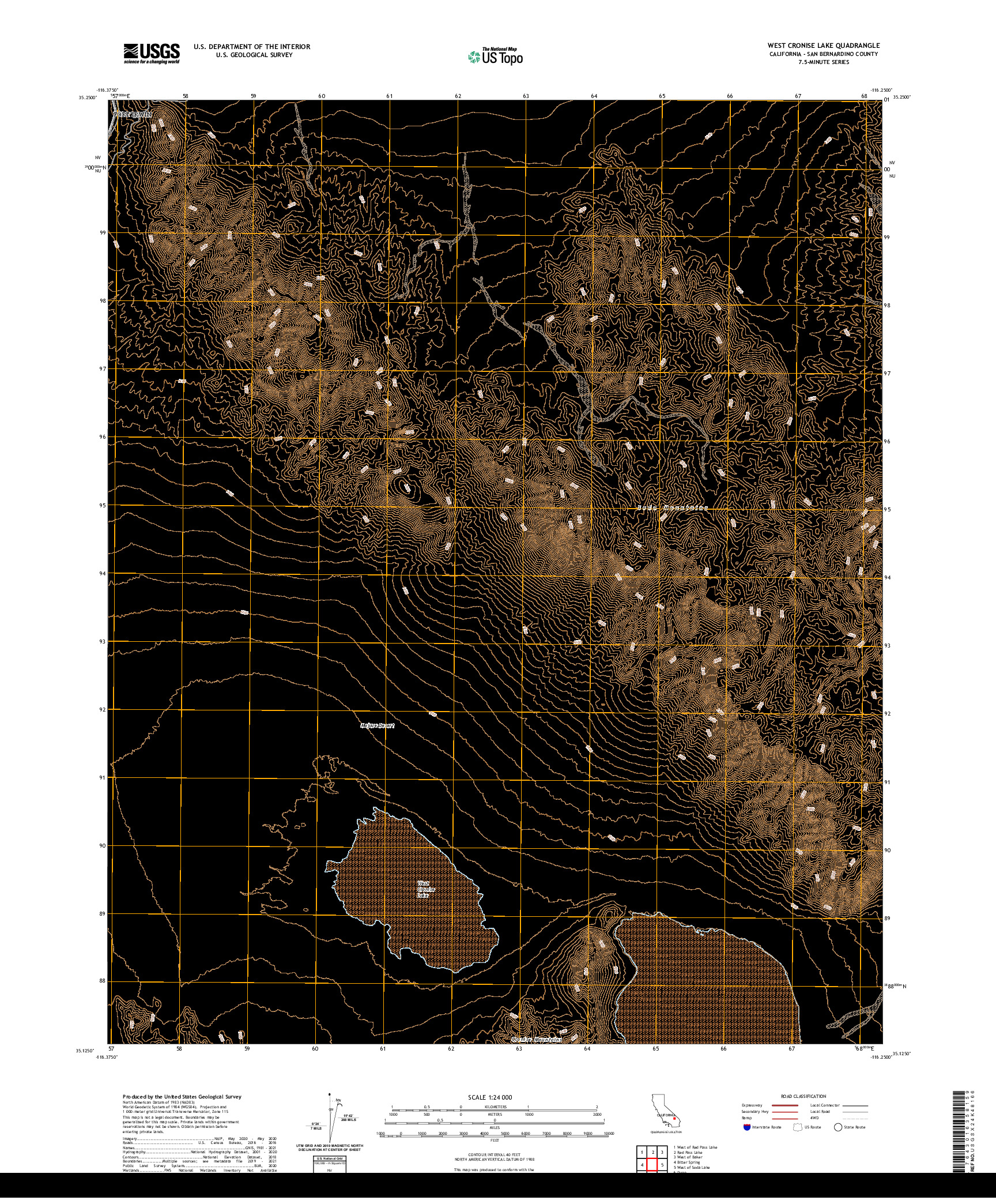 US TOPO 7.5-MINUTE MAP FOR WEST CRONISE LAKE, CA