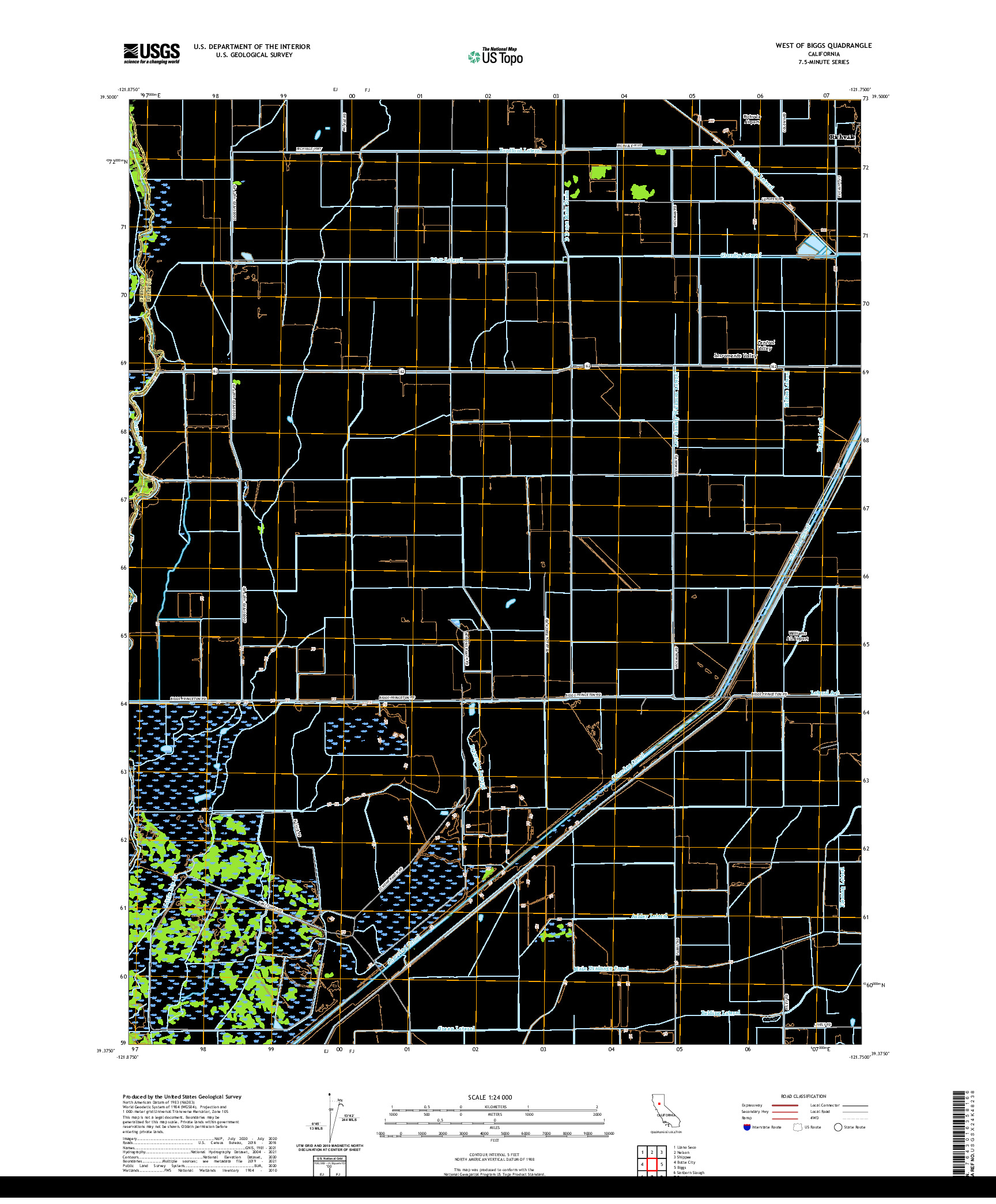 US TOPO 7.5-MINUTE MAP FOR WEST OF BIGGS, CA