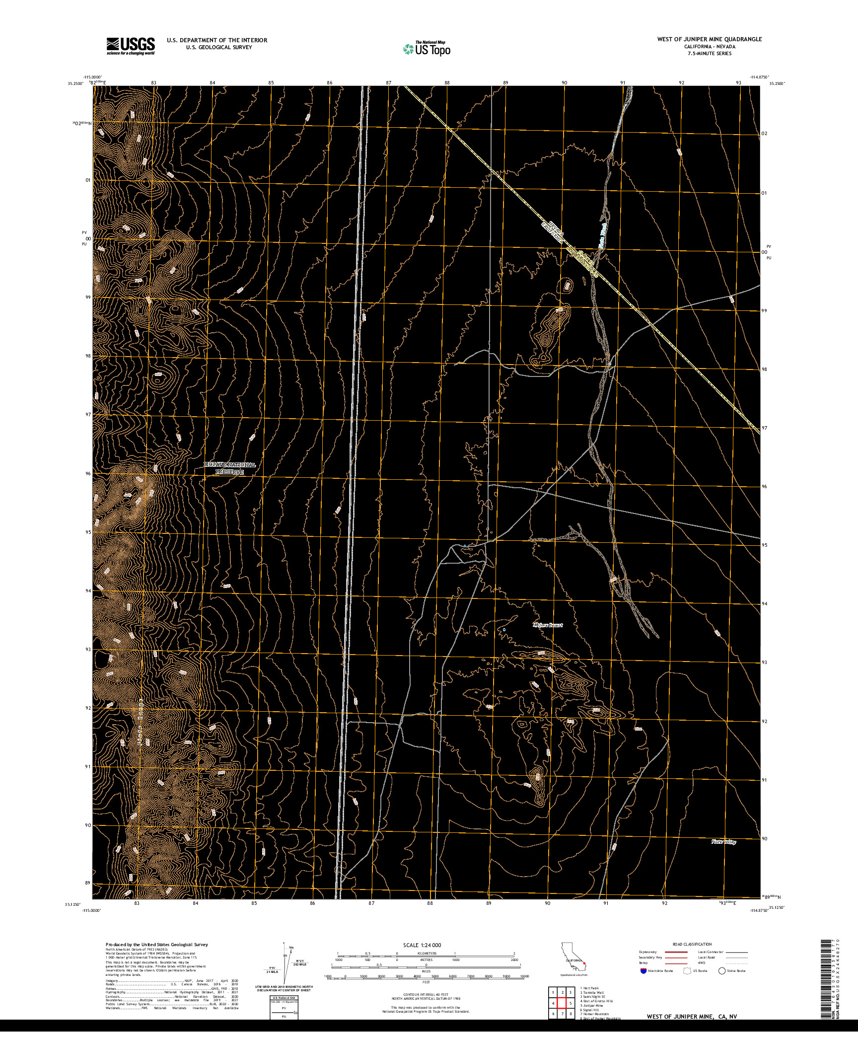 US TOPO 7.5-MINUTE MAP FOR WEST OF JUNIPER MINE, CA,NV